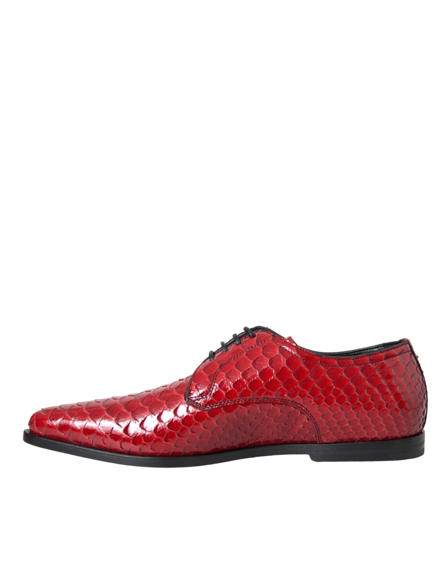 Dolce & Gabbana Red Textured Varnished Derby Men Formal Shoes - Arichezz.store