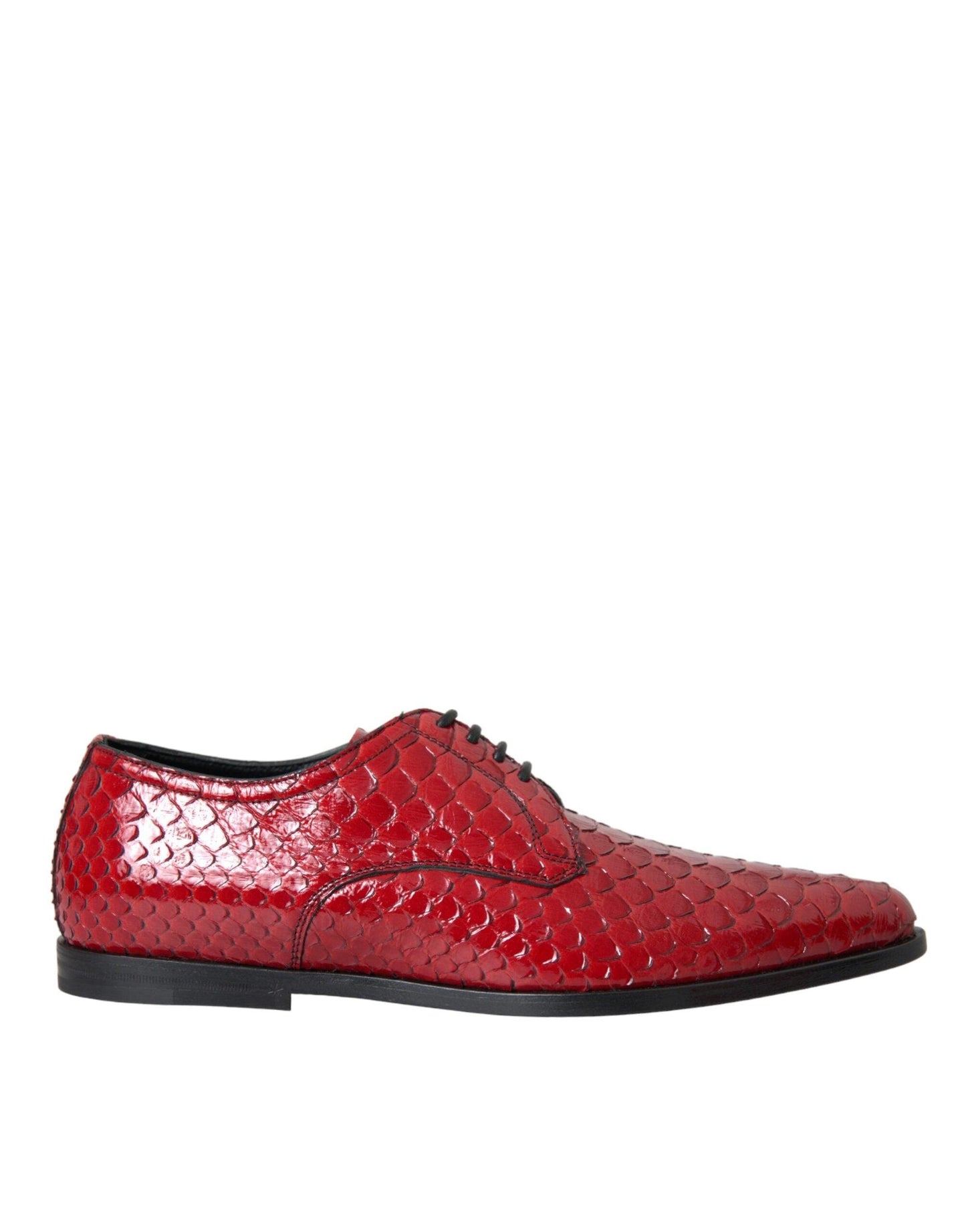 Dolce & Gabbana Red Textured Varnished Derby Men Formal Shoes - Arichezz.store