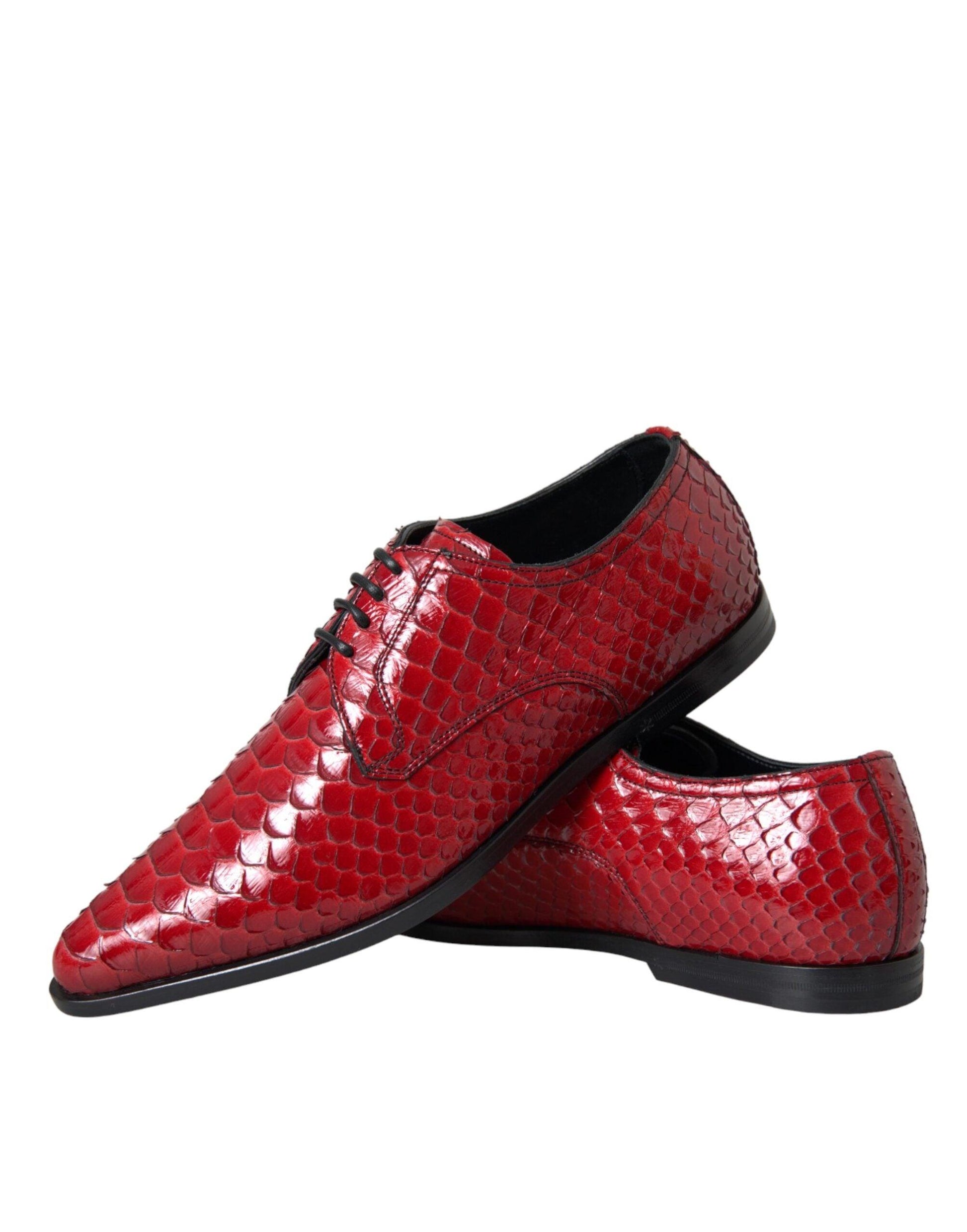 Dolce & Gabbana Red Textured Varnished Derby Men Formal Shoes - Arichezz.store