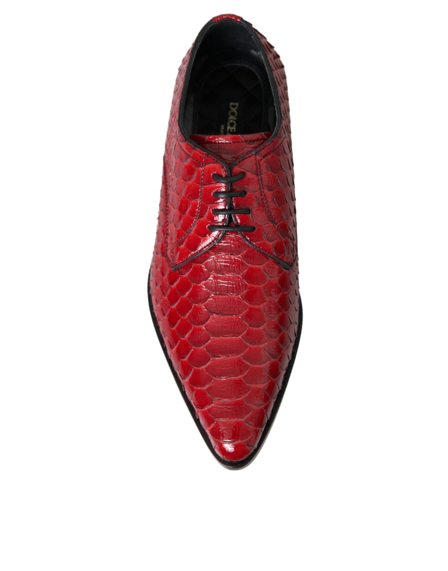 Dolce & Gabbana Red Textured Varnished Derby Men Formal Shoes - Arichezz.store