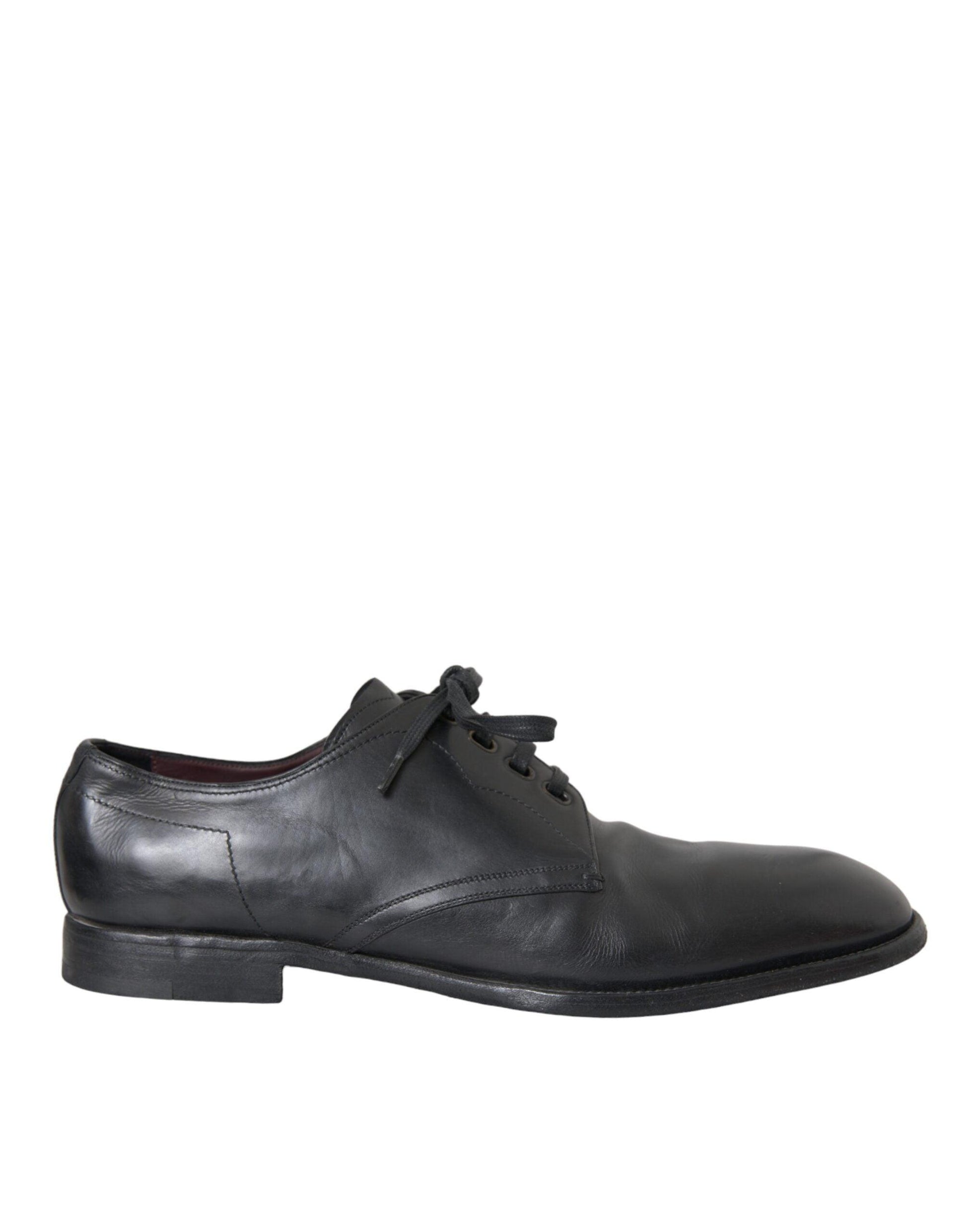 Dolce & Gabbana Black Leather Derby Formal Dress Men Shoes - Arichezz.store