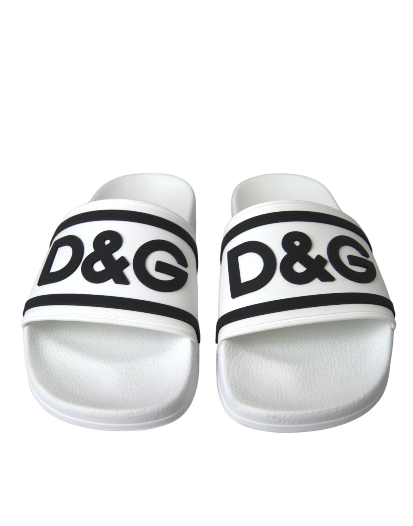 Dolce & Gabbana White Black Sandals Rubber Beachwear Shoes - Arichezz.store