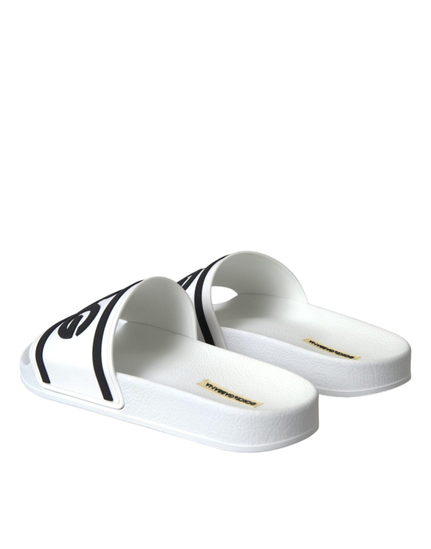 Dolce & Gabbana White Black Sandals Rubber Beachwear Shoes - Arichezz.store