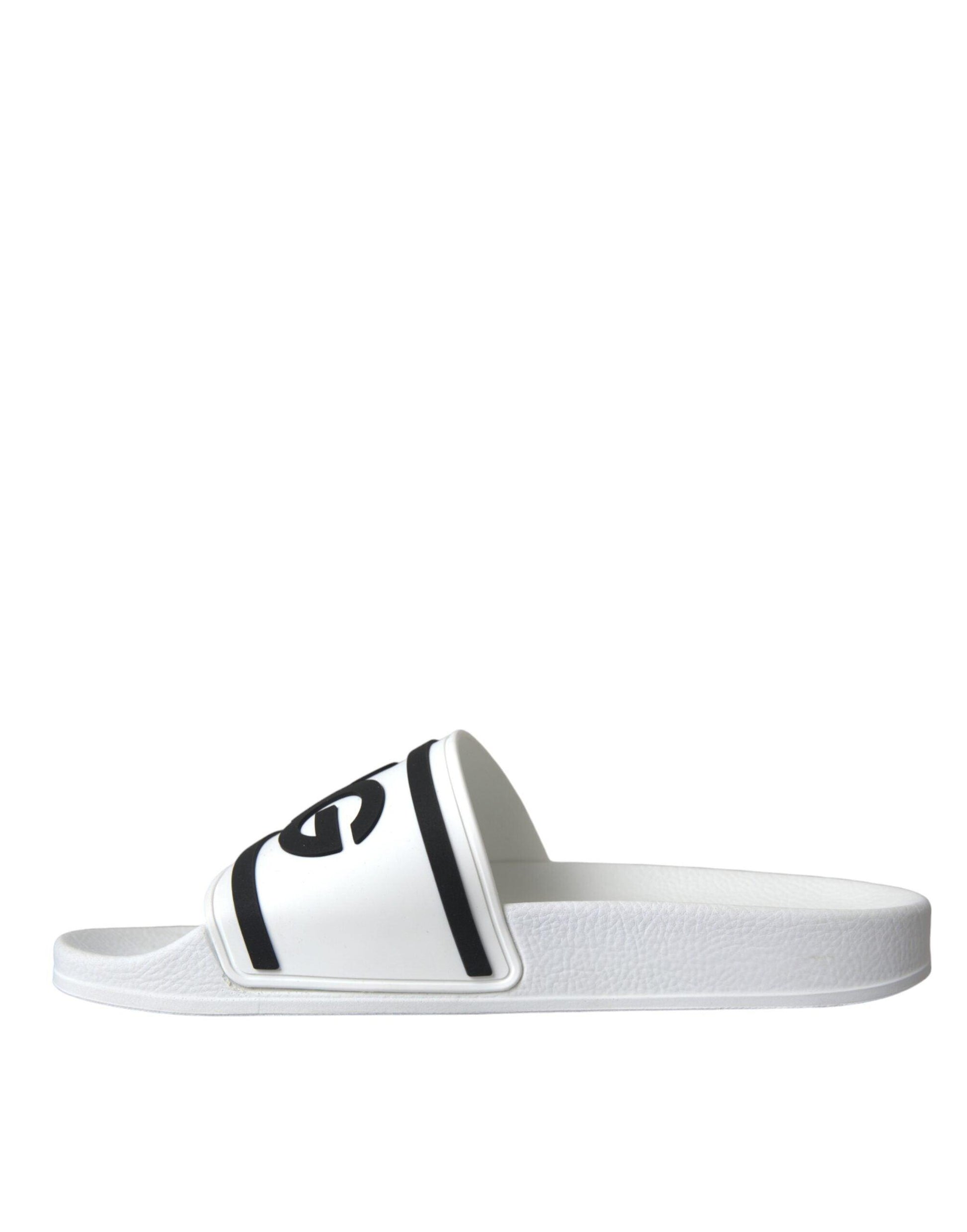 Dolce & Gabbana White Black Sandals Rubber Beachwear Shoes - Arichezz.store