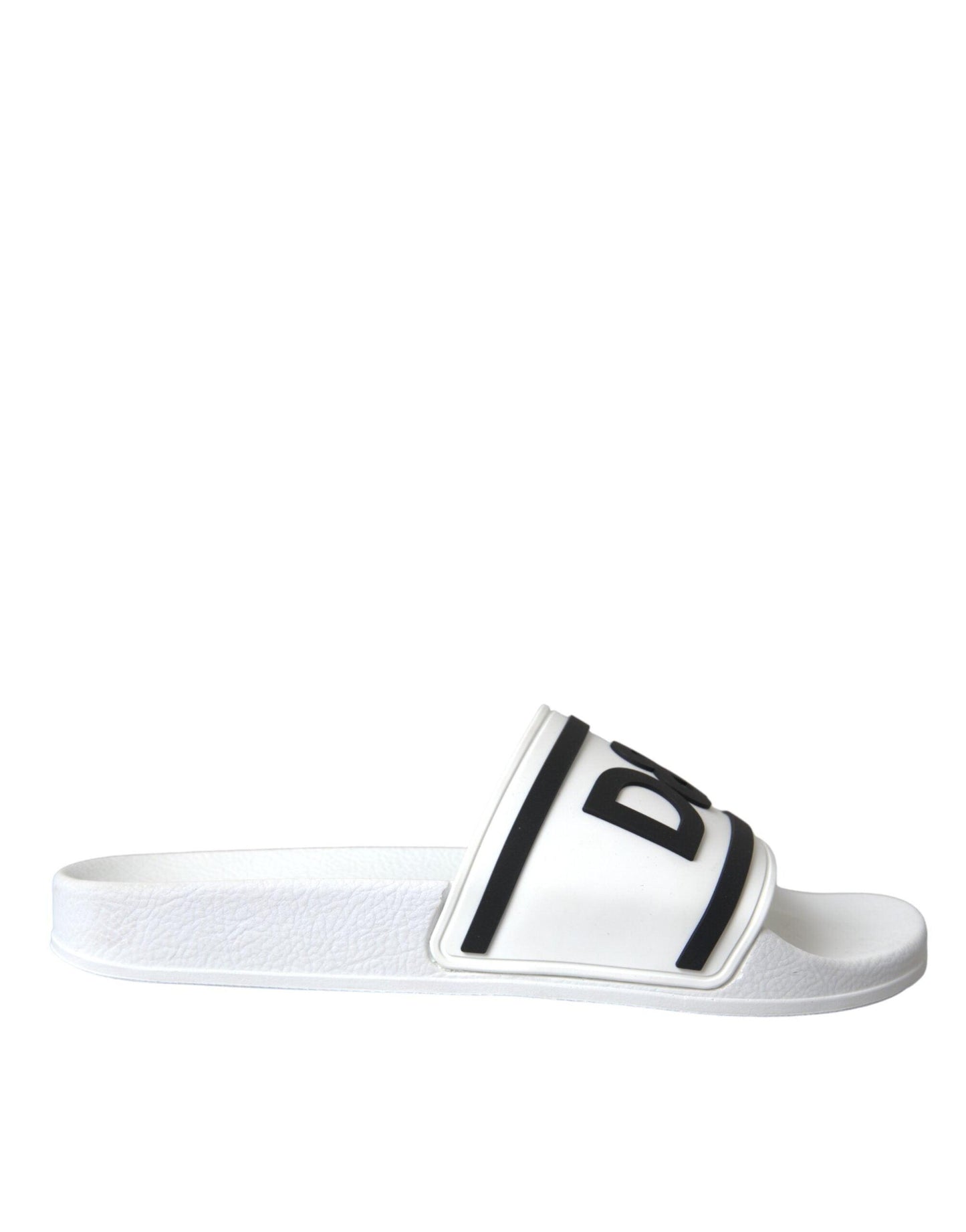 Dolce & Gabbana White Black Sandals Rubber Beachwear Shoes - Arichezz.store