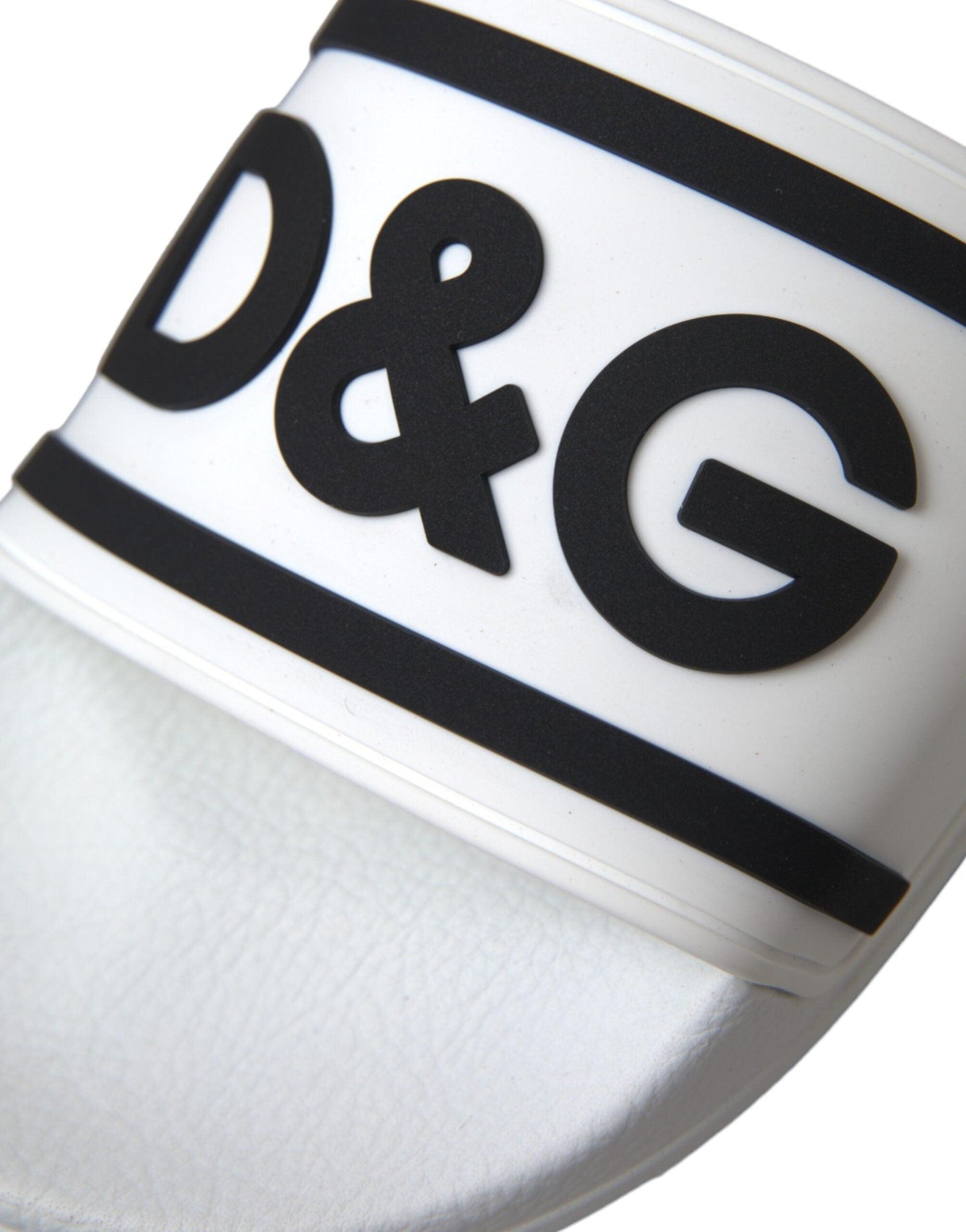 Dolce & Gabbana White Black Sandals Rubber Beachwear Shoes - Arichezz.store