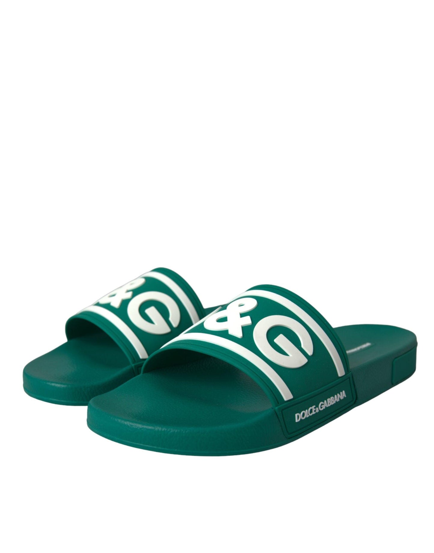 Dolce & Gabbana Green White Sandals Rubber Beachwear Shoes - Arichezz.store