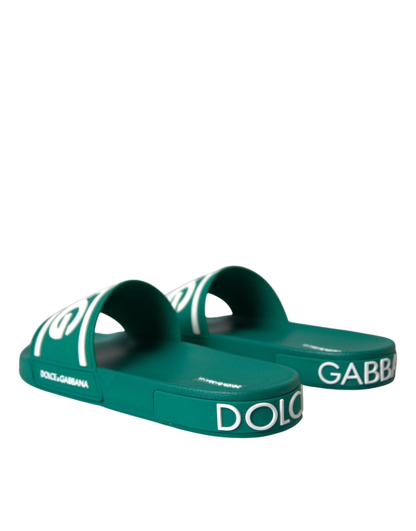 Dolce & Gabbana Green White Sandals Rubber Beachwear Shoes - Arichezz.store