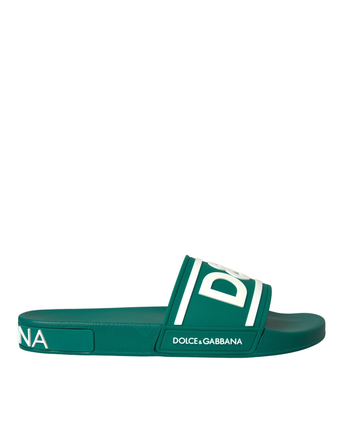 Dolce & Gabbana Green White Sandals Rubber Beachwear Shoes - Arichezz.store