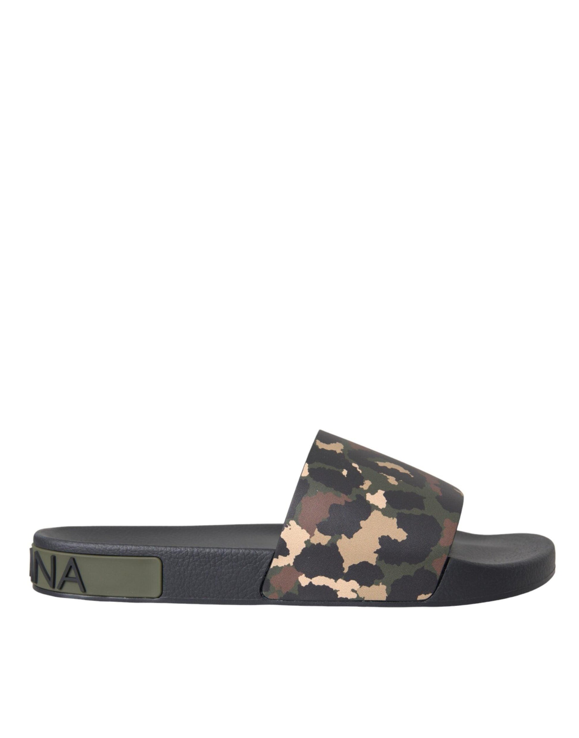 Dolce & Gabbana Multicolor Camouflage Leather Beachwear Men Shoes - Arichezz.store