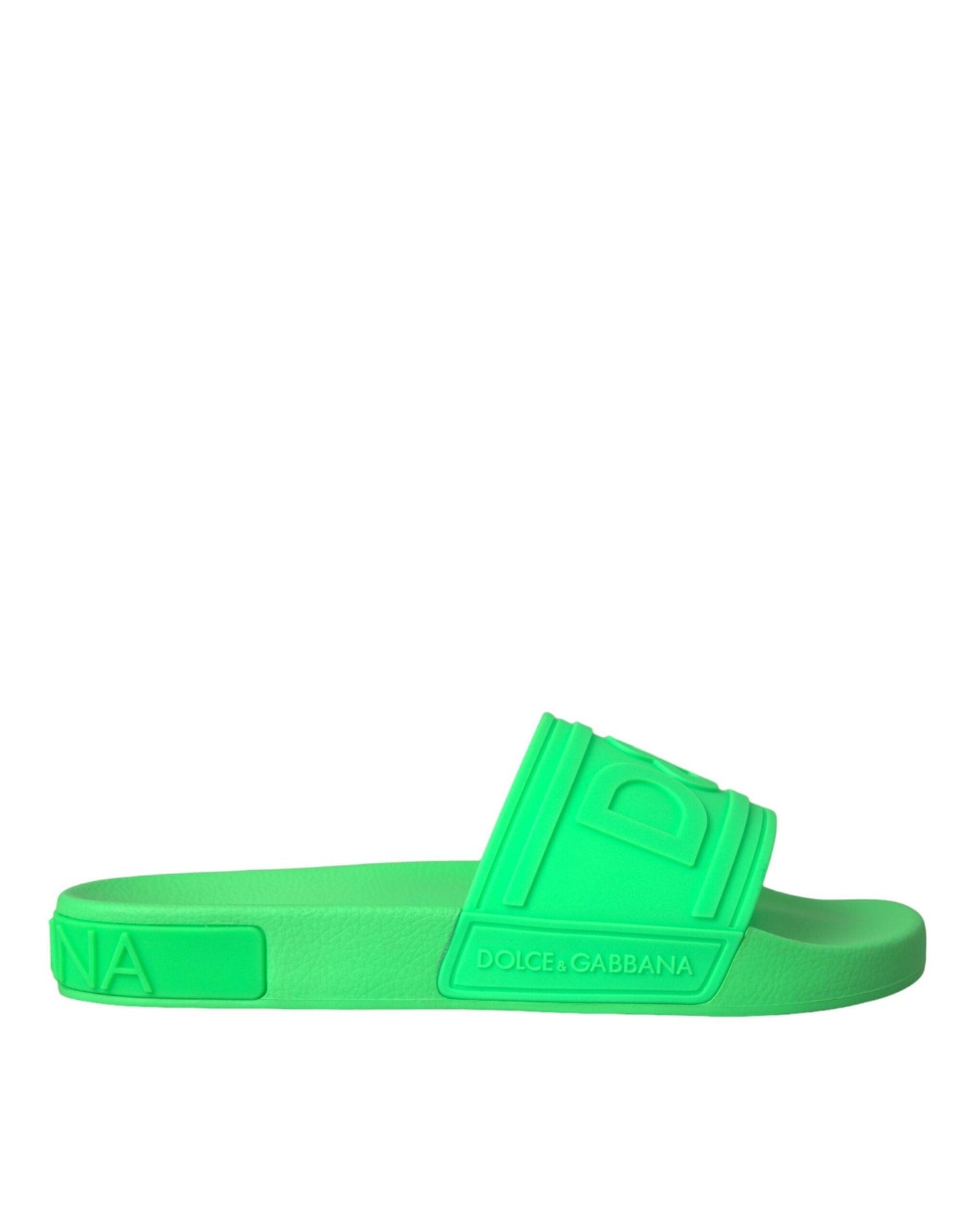 Dolce & Gabbana Green Leather Slides Sandals Beachwear Shoes - Arichezz.store