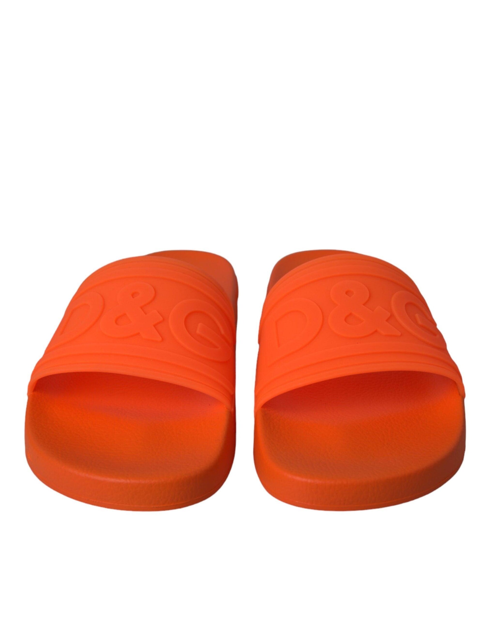 Dolce & Gabbana Orange Rubber Slides Sandals Beachwear Shoes - Arichezz.store