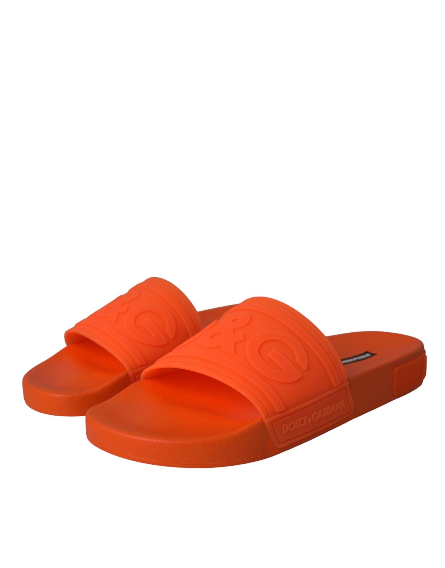 Dolce & Gabbana Orange Rubber Slides Sandals Beachwear Shoes - Arichezz.store