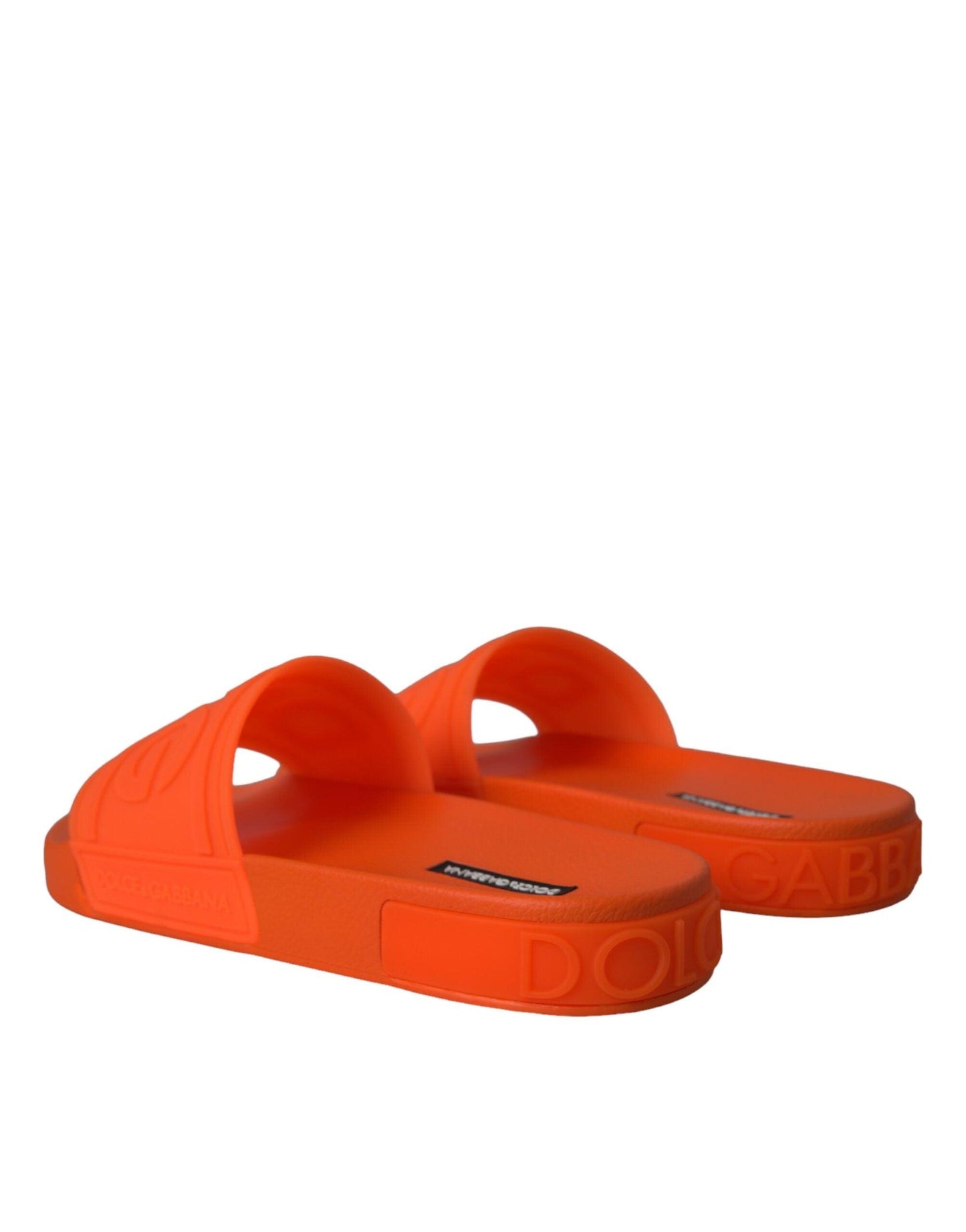 Dolce & Gabbana Orange Rubber Slides Sandals Beachwear Shoes - Arichezz.store