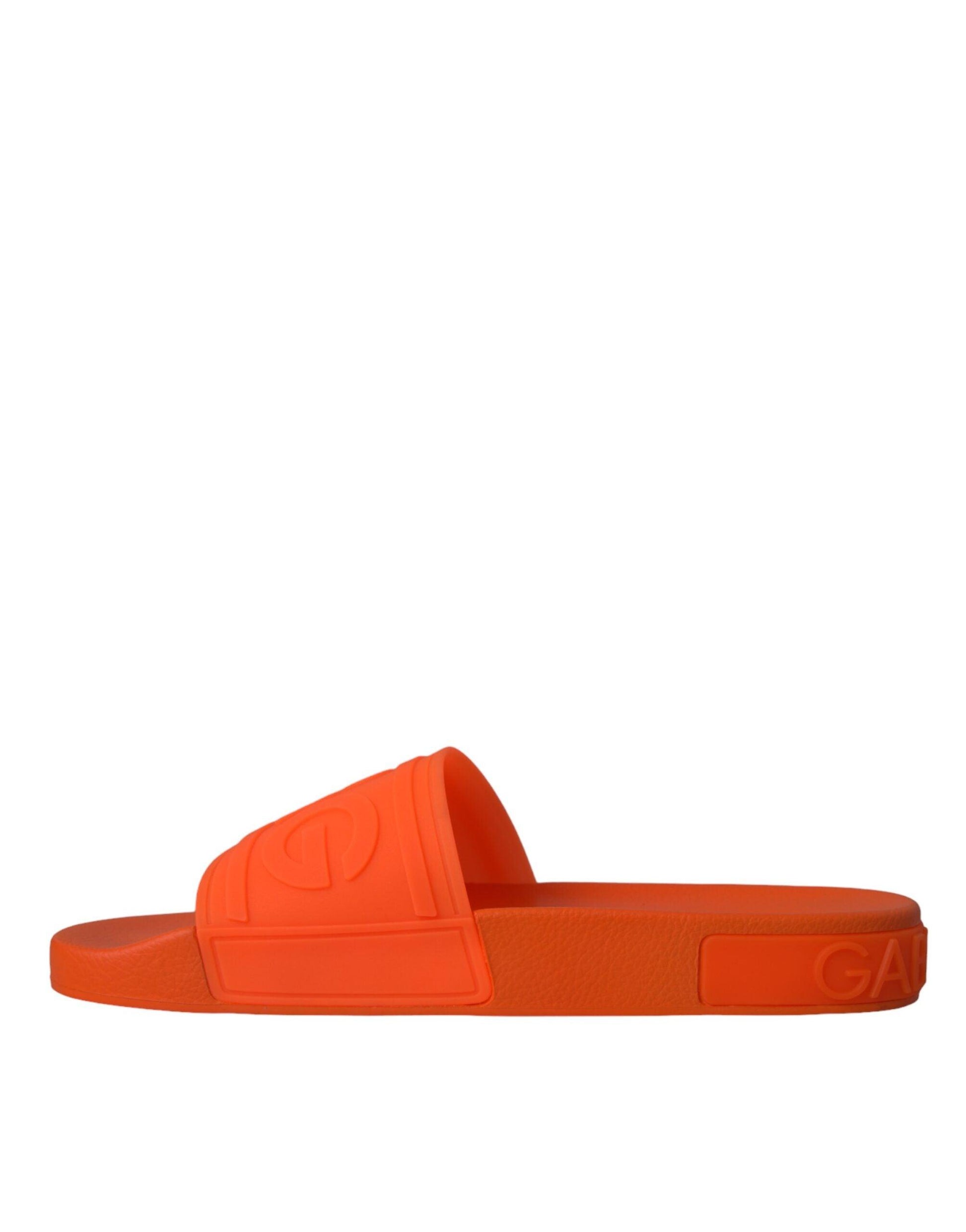 Dolce & Gabbana Orange Rubber Slides Sandals Beachwear Shoes - Arichezz.store