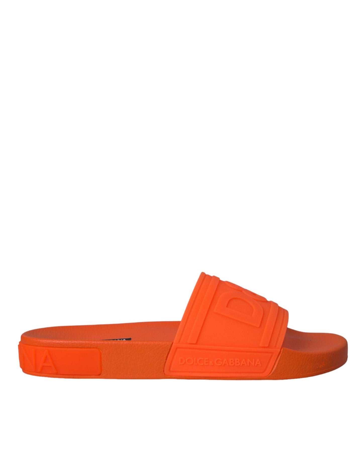 Dolce & Gabbana Orange Rubber Slides Sandals Beachwear Shoes - Arichezz.store