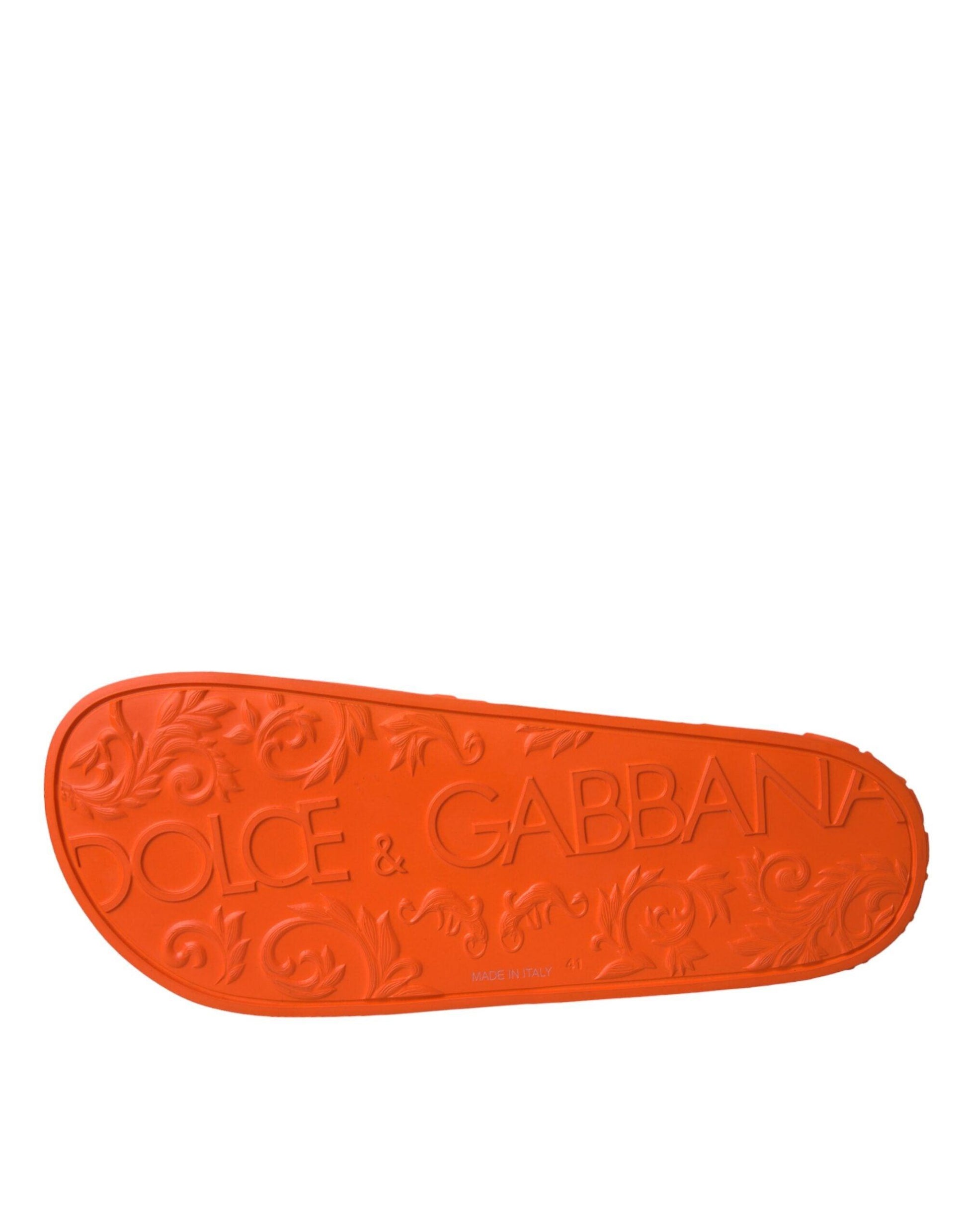 Dolce & Gabbana Orange Rubber Slides Sandals Beachwear Shoes - Arichezz.store