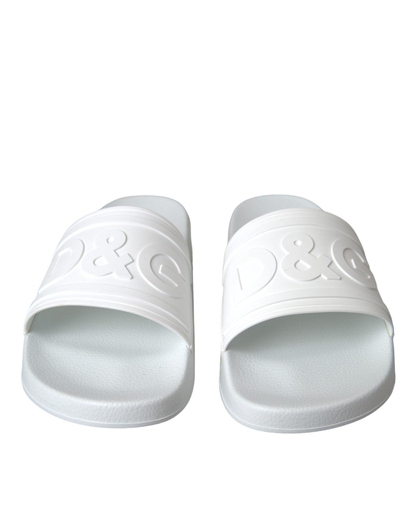 Dolce & Gabbana White Rubber Slides Sandals Beachwear Shoes - Arichezz.store