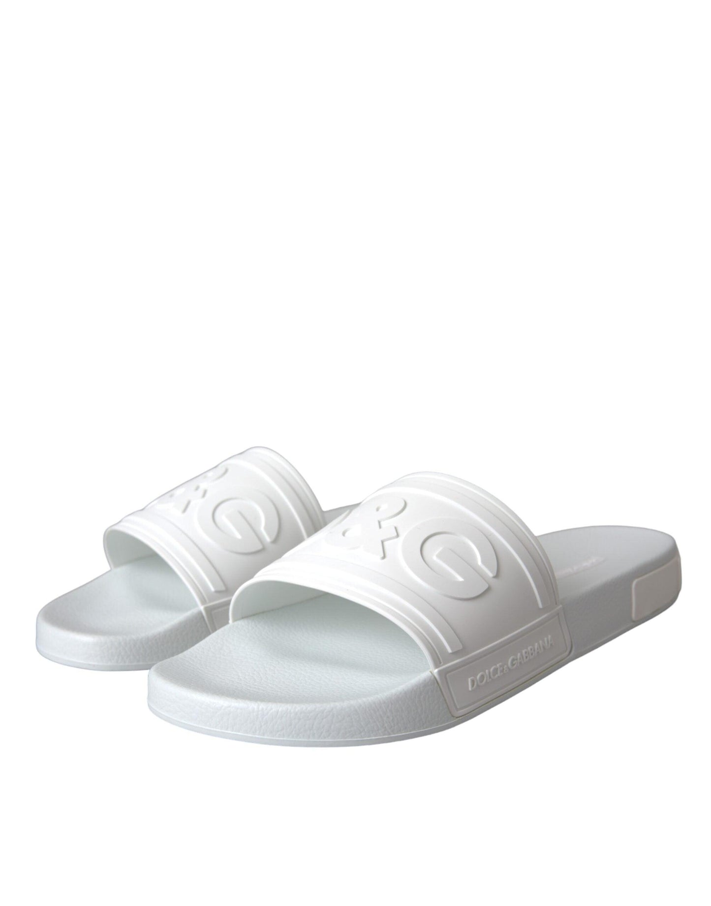 Dolce & Gabbana White Rubber Slides Sandals Beachwear Shoes - Arichezz.store