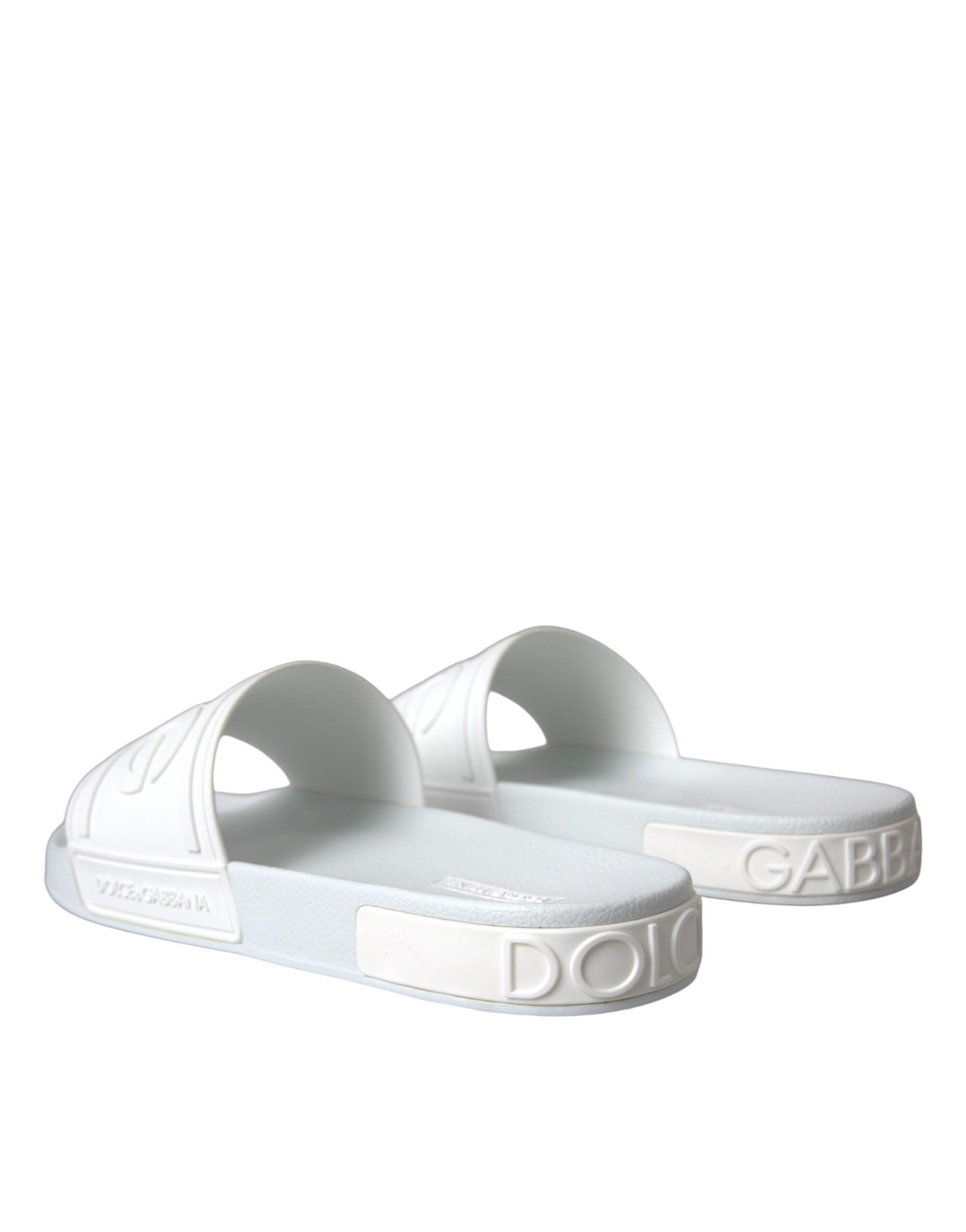 Dolce & Gabbana White Rubber Slides Sandals Beachwear Shoes - Arichezz.store