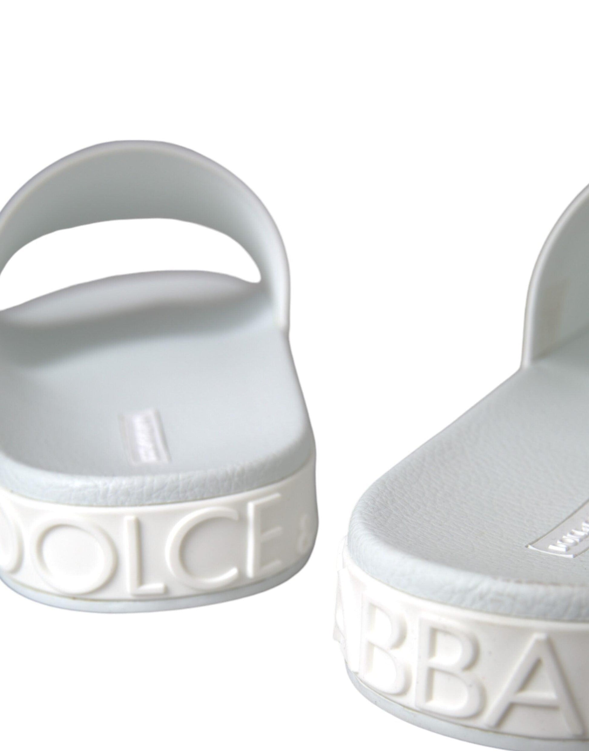 Dolce & Gabbana White Rubber Slides Sandals Beachwear Shoes - Arichezz.store