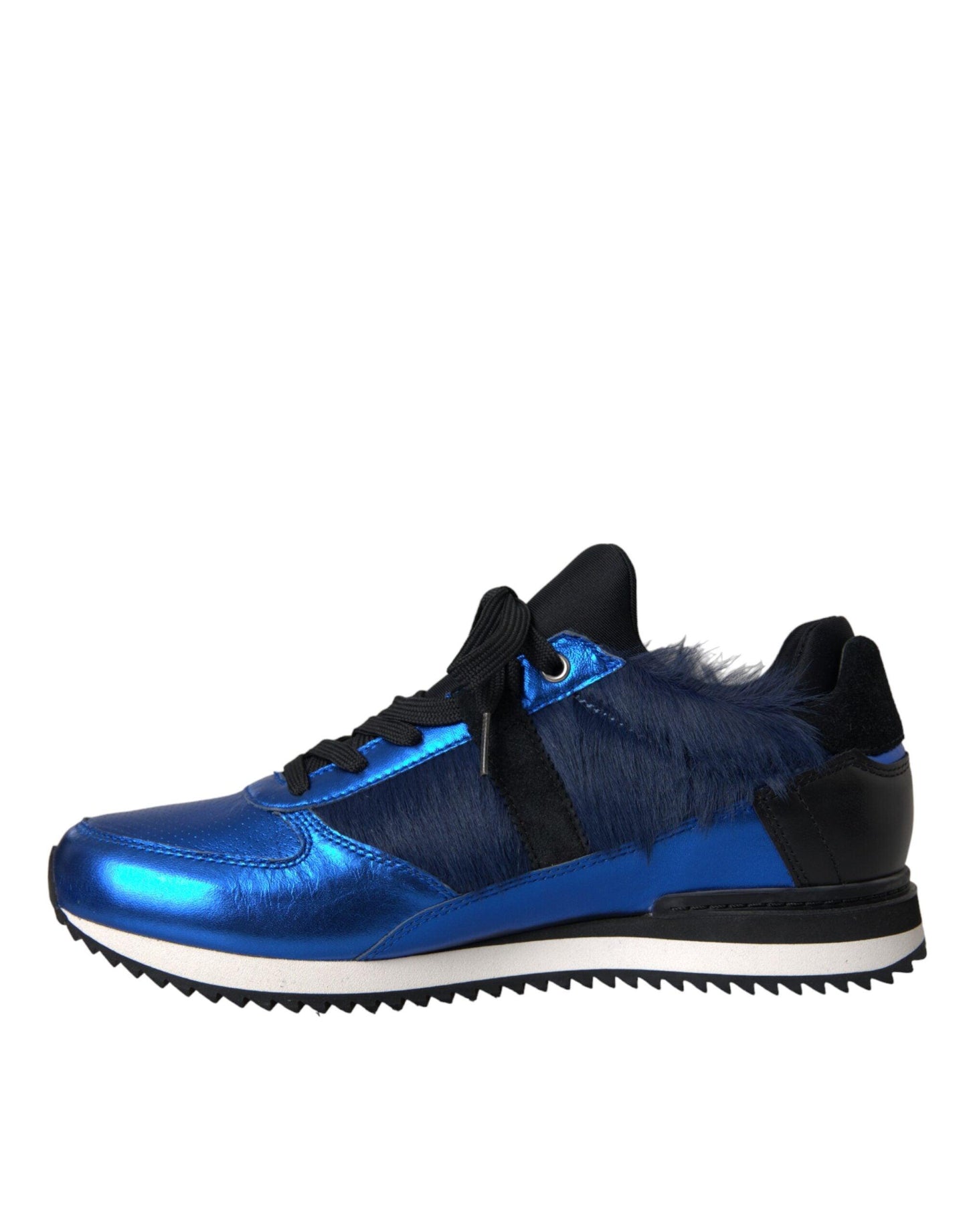 Dolce & Gabbana Blue Black Calf Hair Leather Sneakers Shoes - Arichezz.store