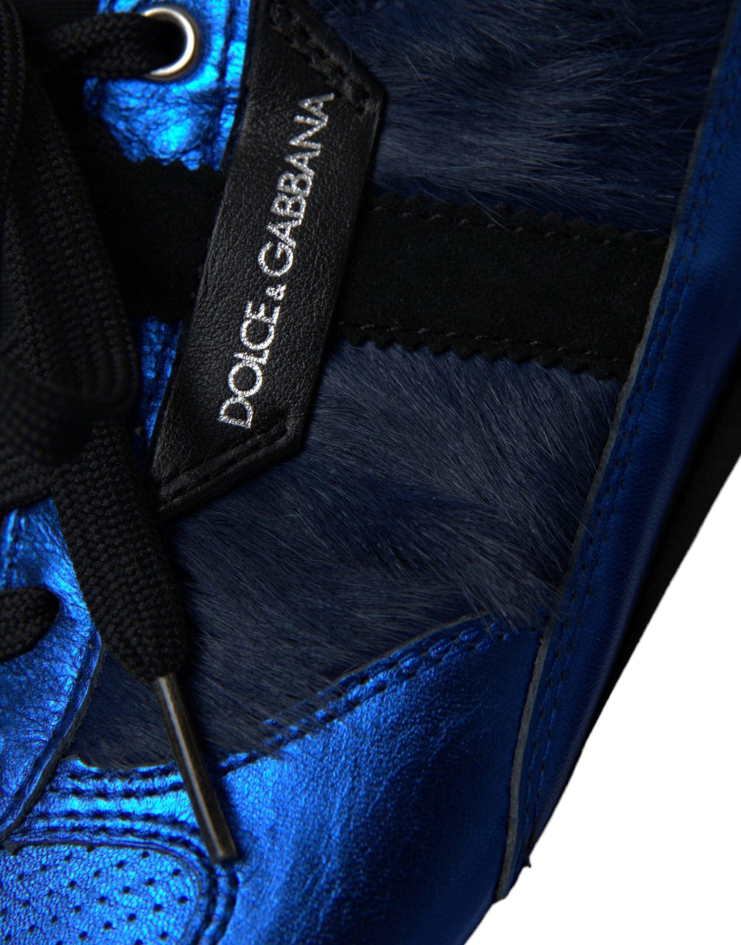 Dolce & Gabbana Blue Black Calf Hair Leather Sneakers Shoes - Arichezz.store