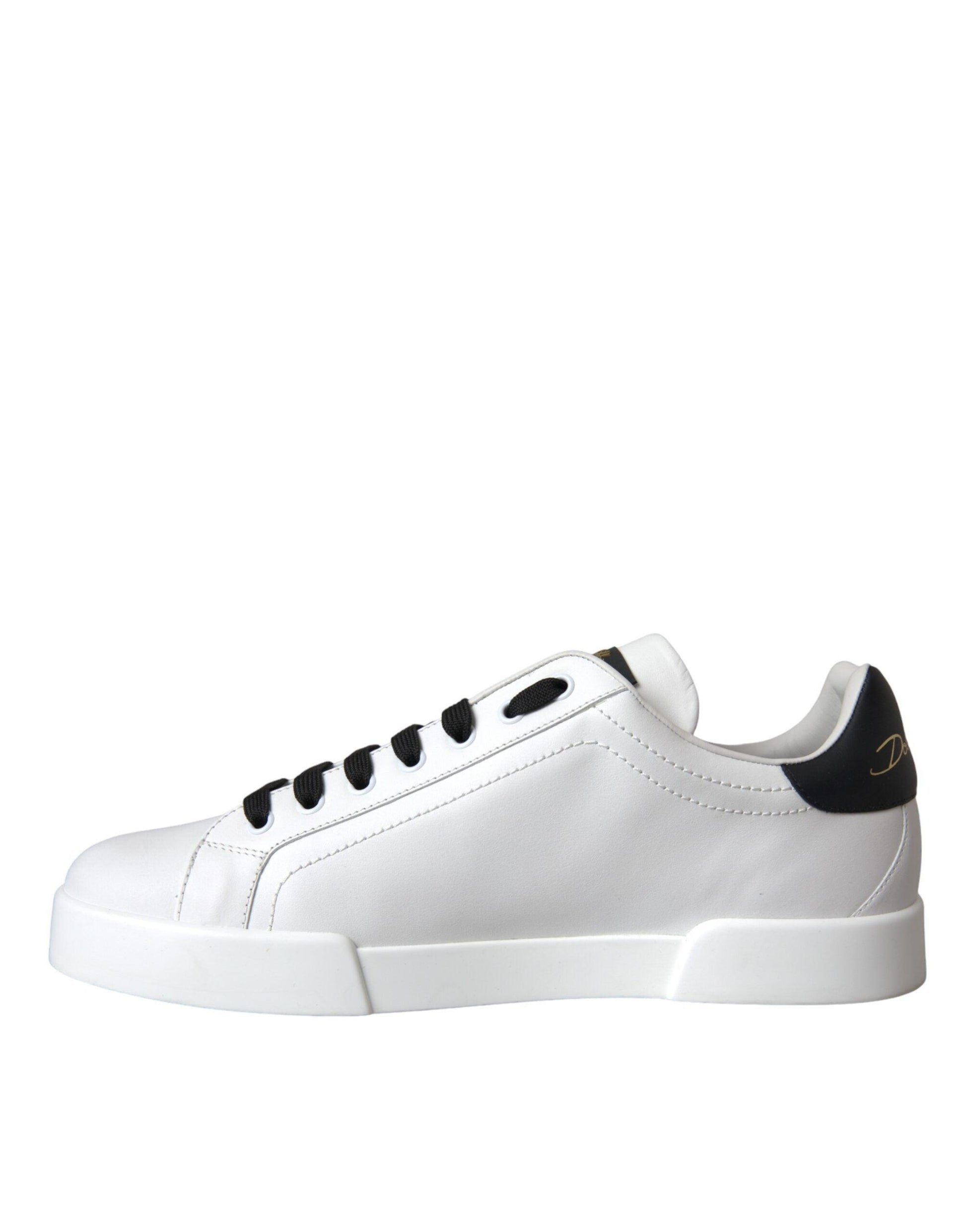 Dolce & Gabbana White Leather DG Logo Casual Low Top Sneakers Shoes - Arichezz.store