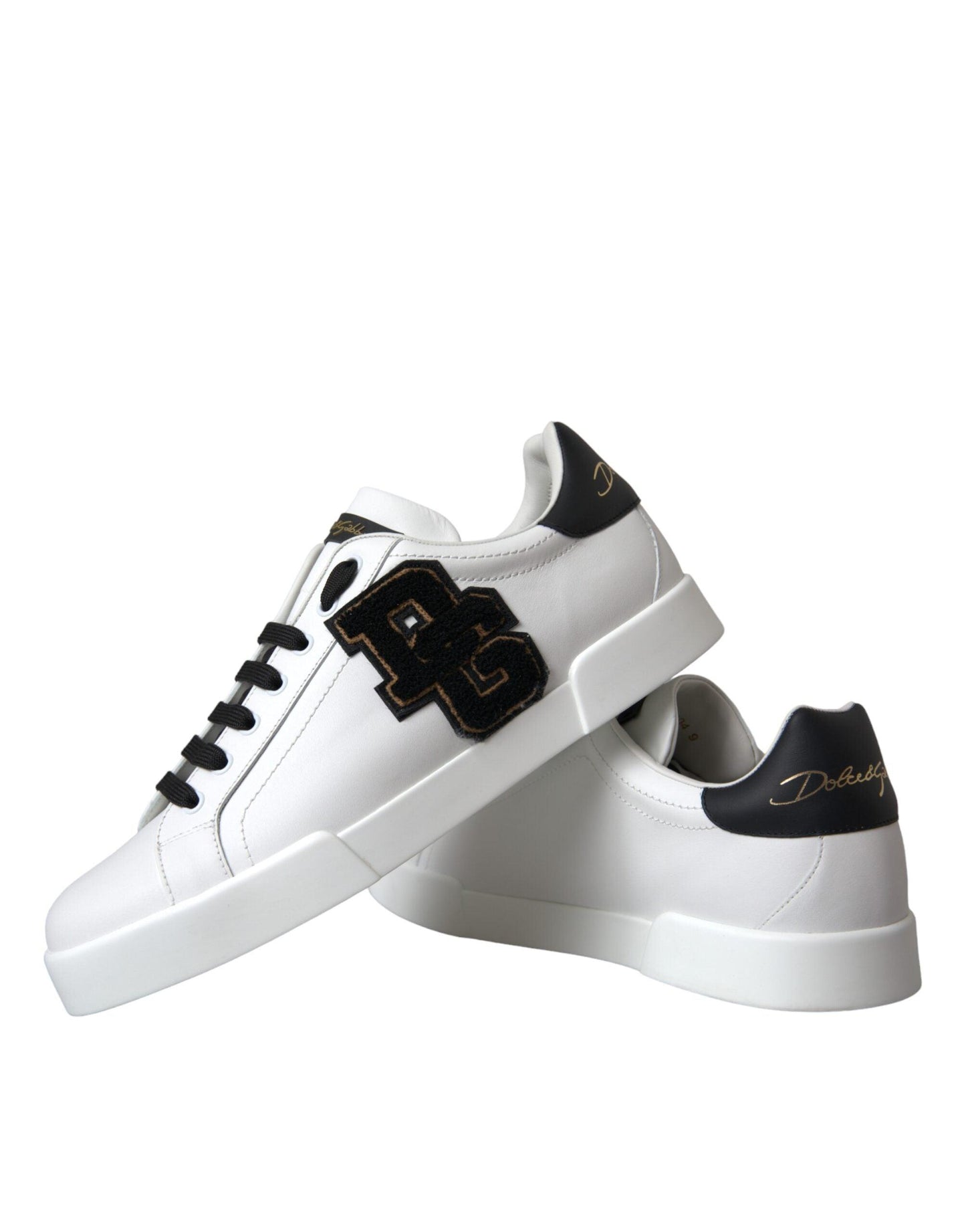 Dolce & Gabbana White Leather DG Logo Casual Low Top Sneakers Shoes - Arichezz.store