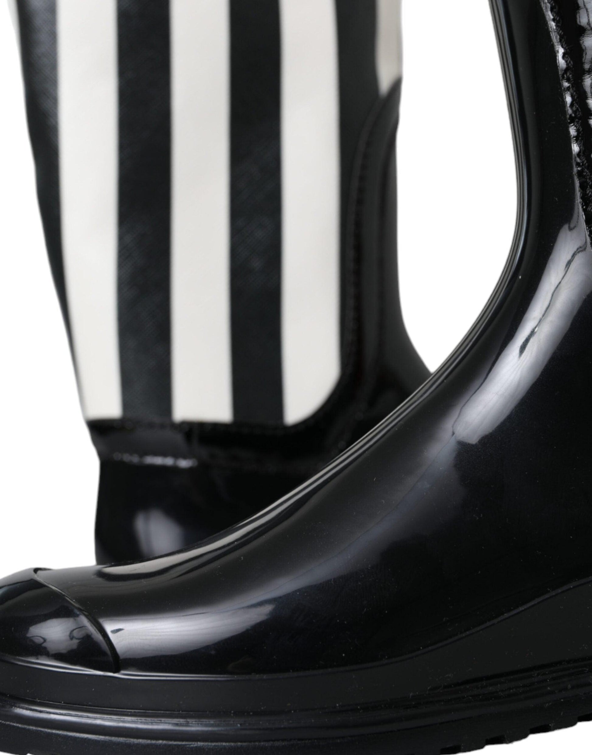 Dolce & Gabbana Black Rubber Knee High Flat Boots Shoes - Arichezz.store