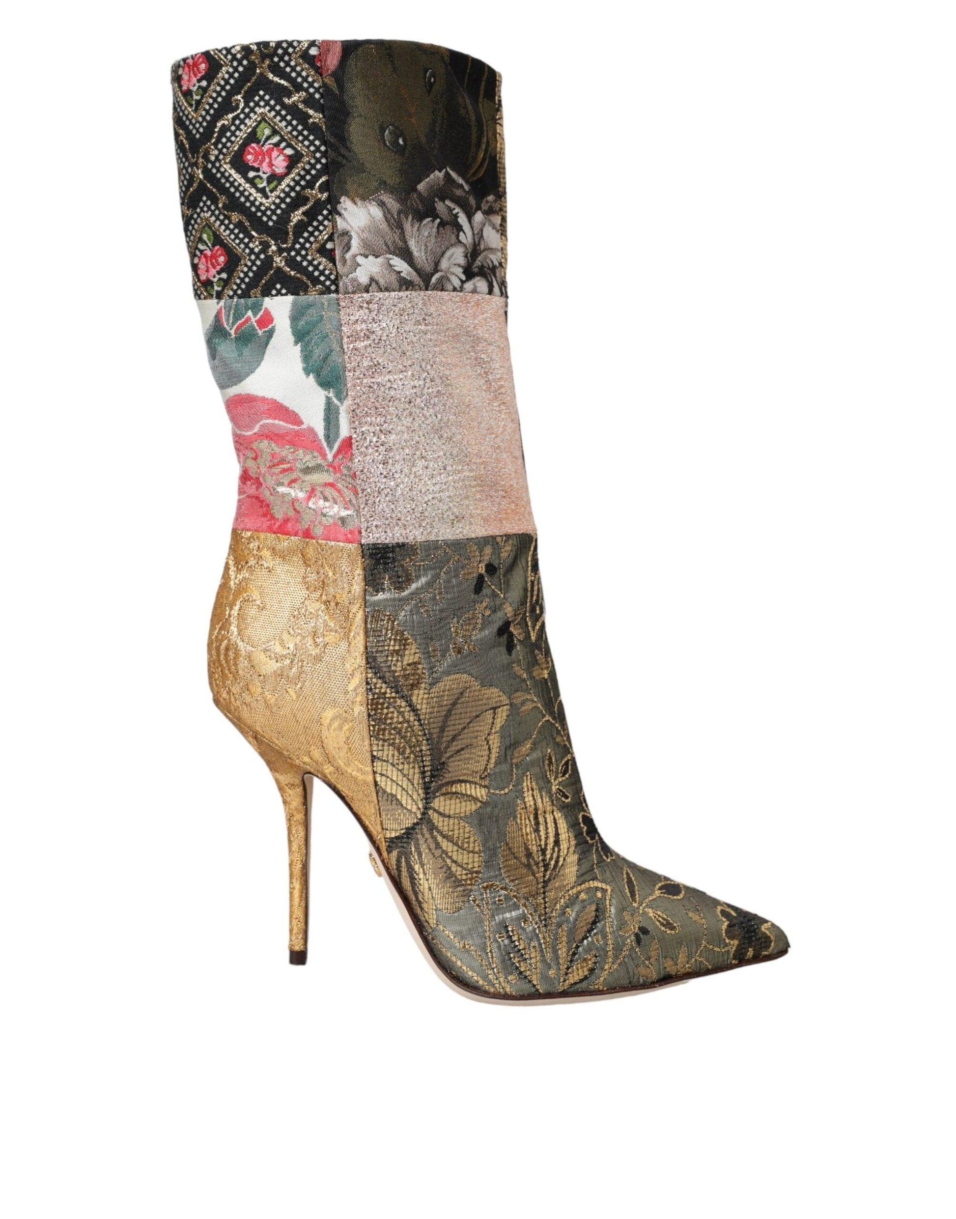 Dolce & Gabbana Multicolor Patchwork Print Heeled Boots Shoes - Arichezz.store