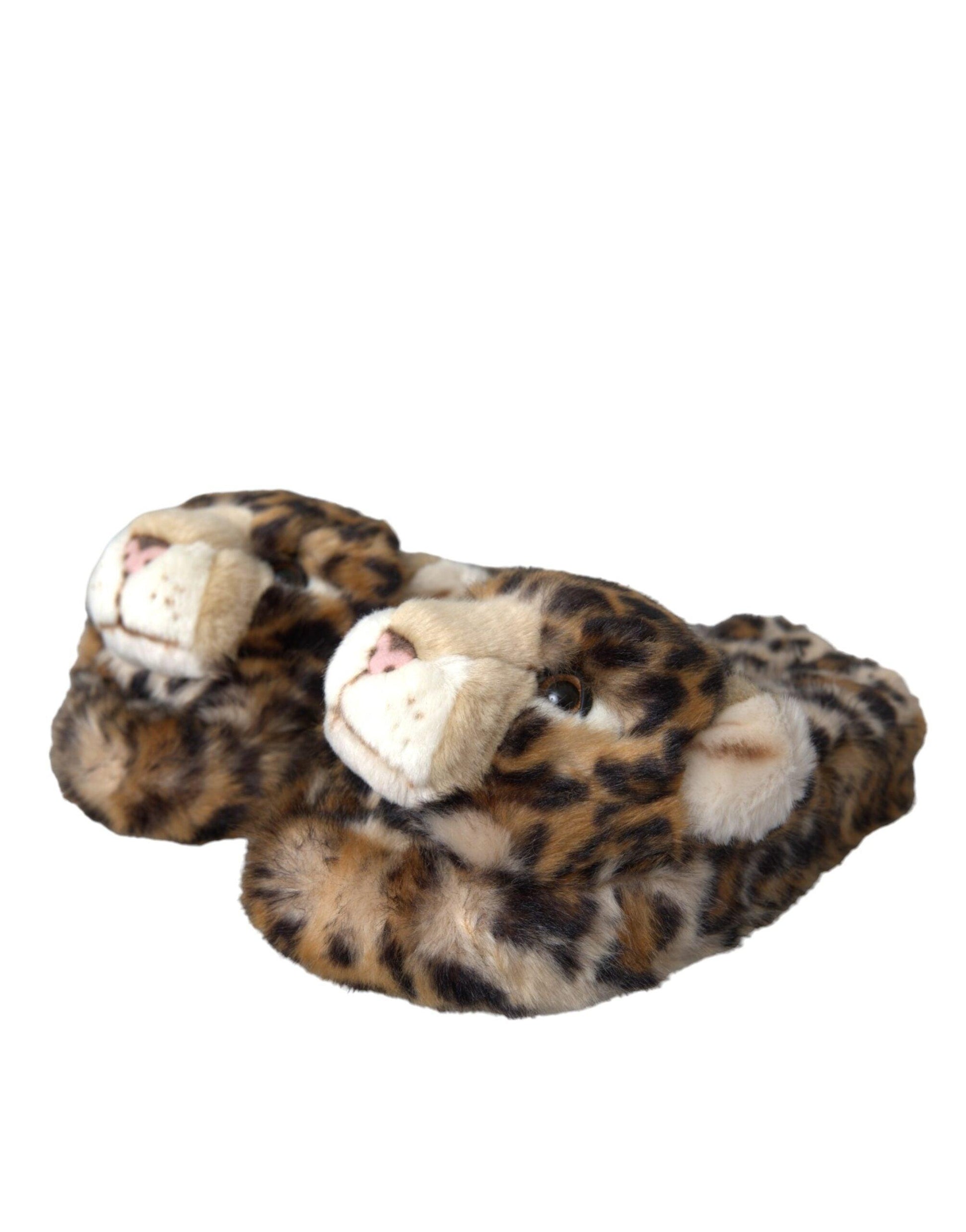 Dolce & Gabbana Brown Tiger Slippers Flats Sandals Shoes - Arichezz.store