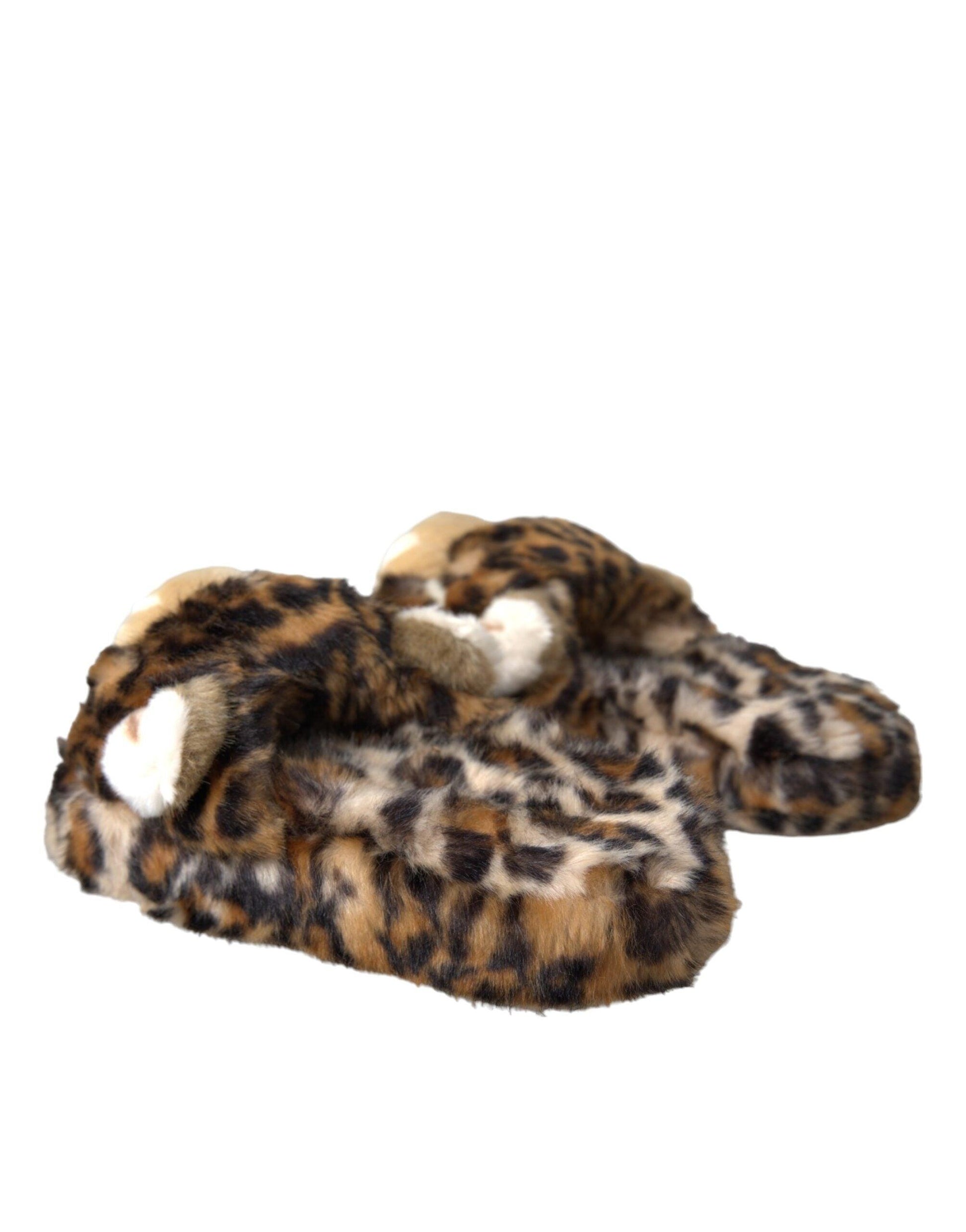 Dolce & Gabbana Brown Tiger Slippers Flats Sandals Shoes - Arichezz.store