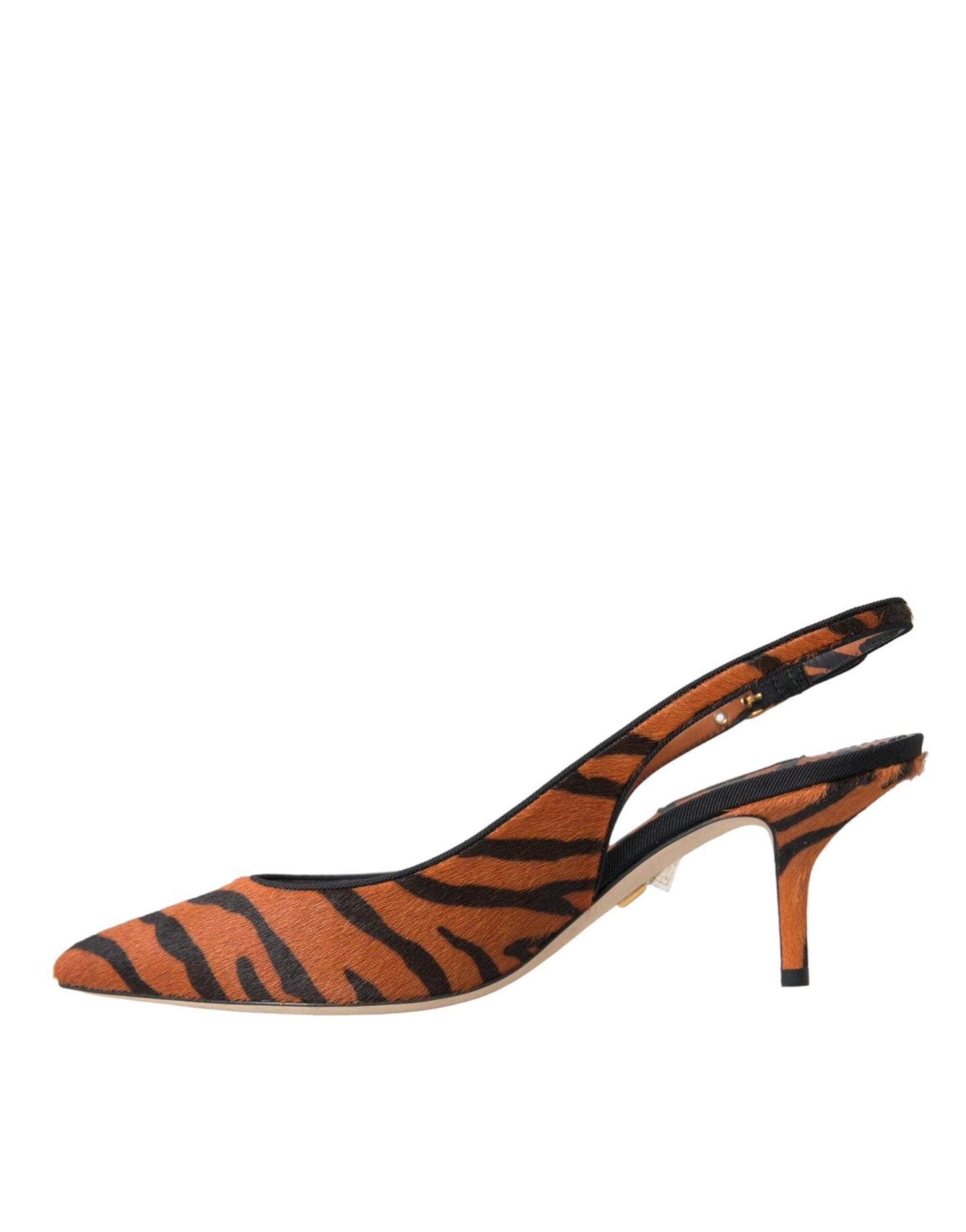 Dolce & Gabbana Black Orange Zebra Leather Slingbacks Shoes - Arichezz.store