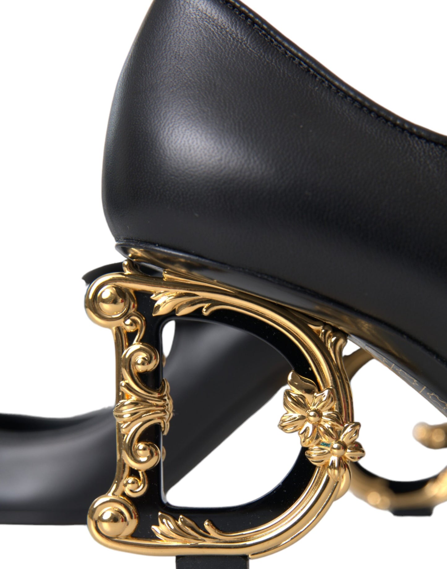 Dolce & Gabbana Black Leather Logo Heels Mary Janes Pumps Shoes - Arichezz.store