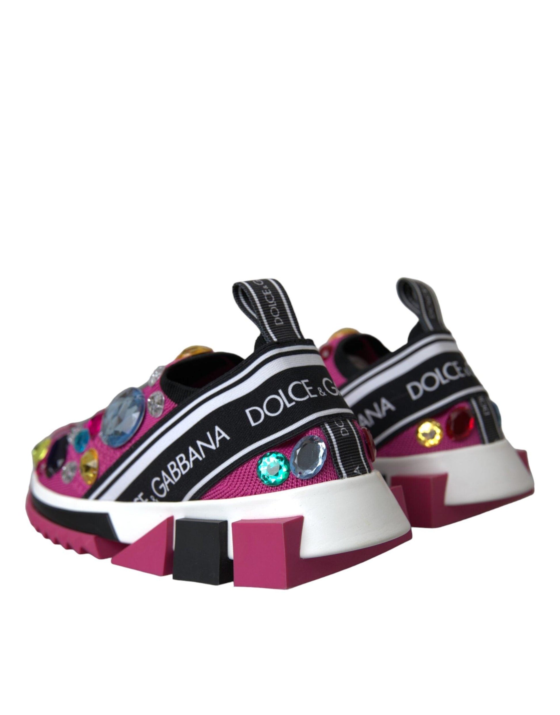 Dolce & Gabbana Pink Sorrento Crystals Sneakers Shoes - Arichezz.store