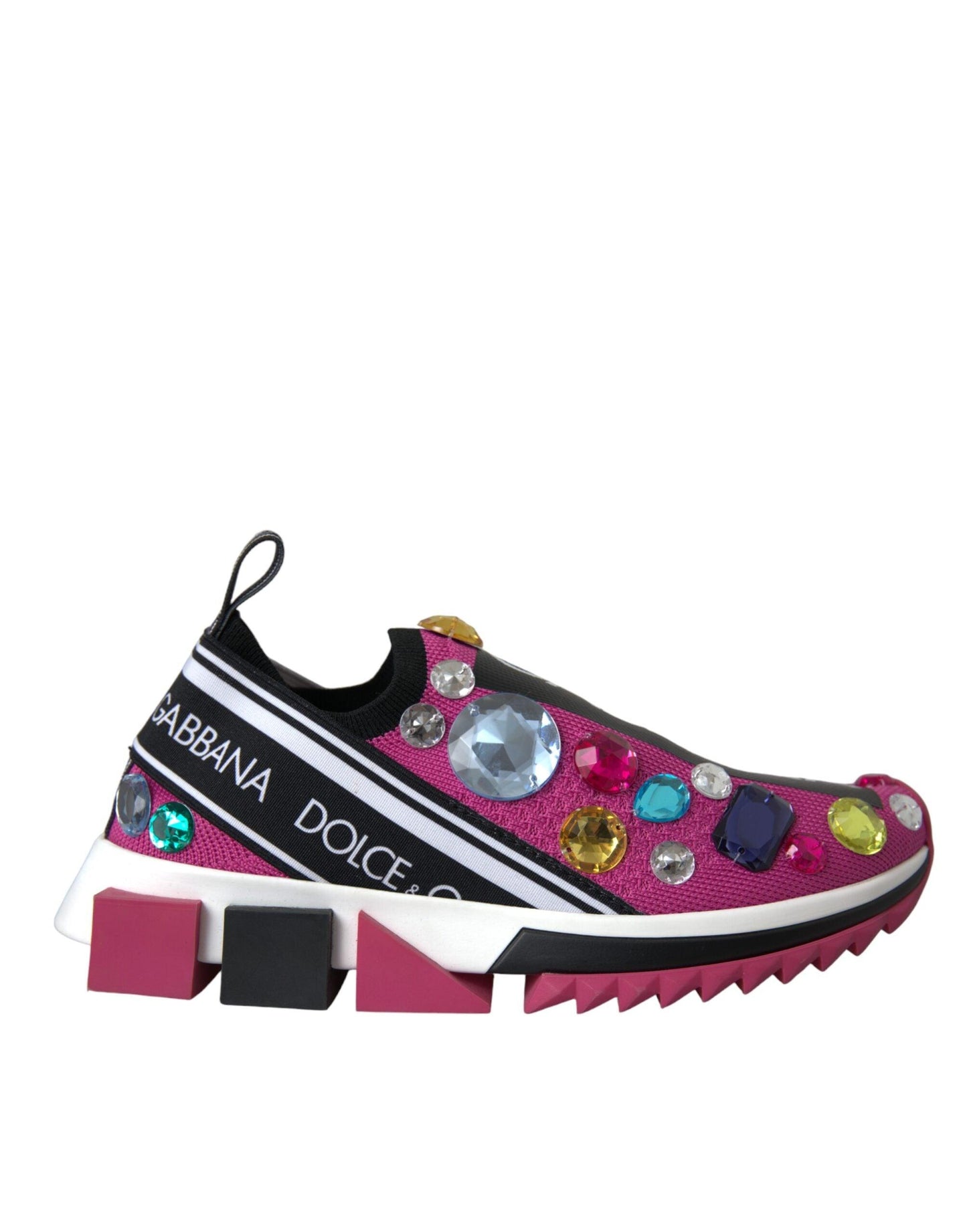 Dolce & Gabbana Pink Sorrento Crystals Sneakers Shoes - Arichezz.store