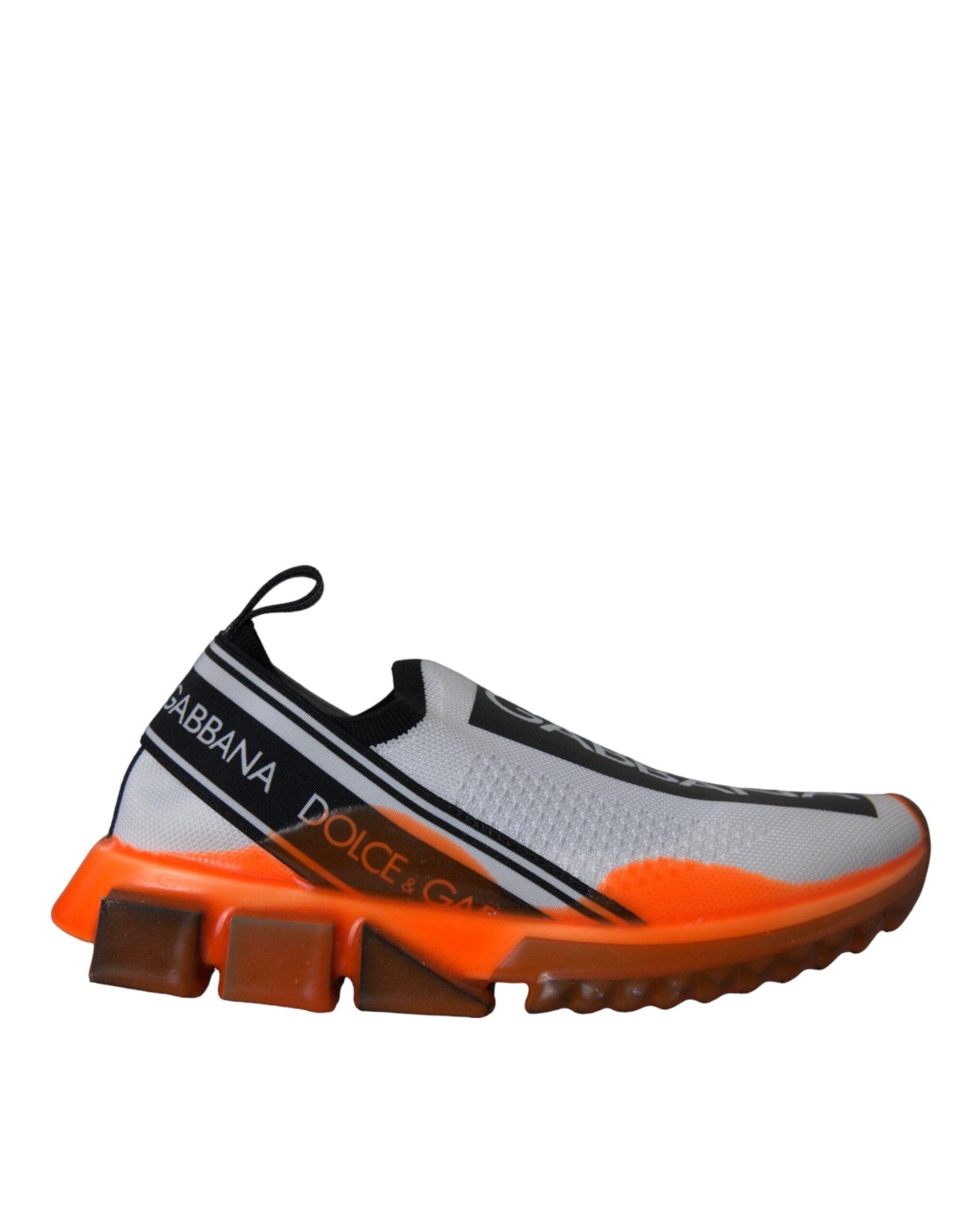 Dolce & Gabbana Black White Orange Slip On Sorrento Sneakers Shoes - Arichezz.store