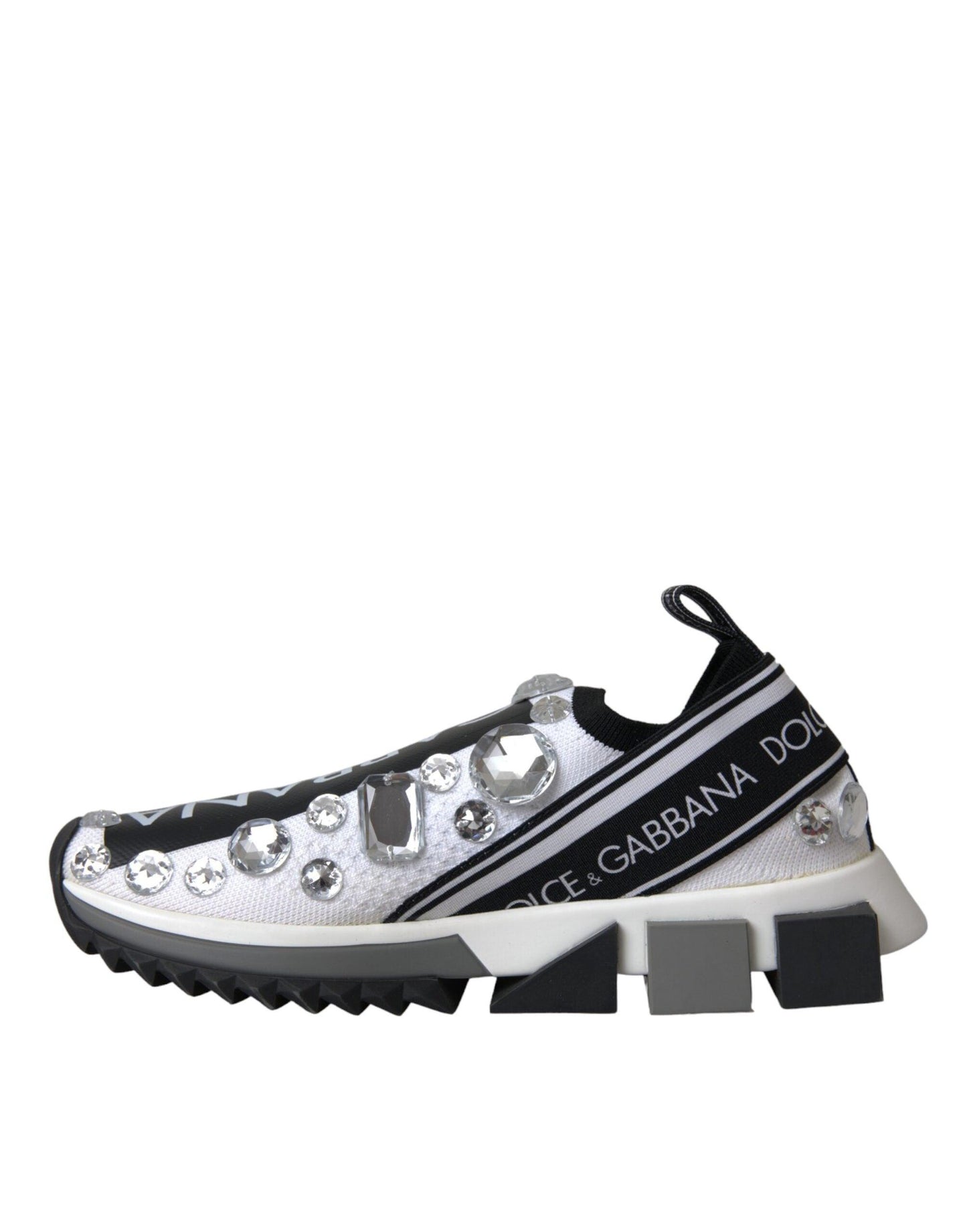 Dolce & Gabbana White Sorrento Crystals Sneakers Shoes - Arichezz.store