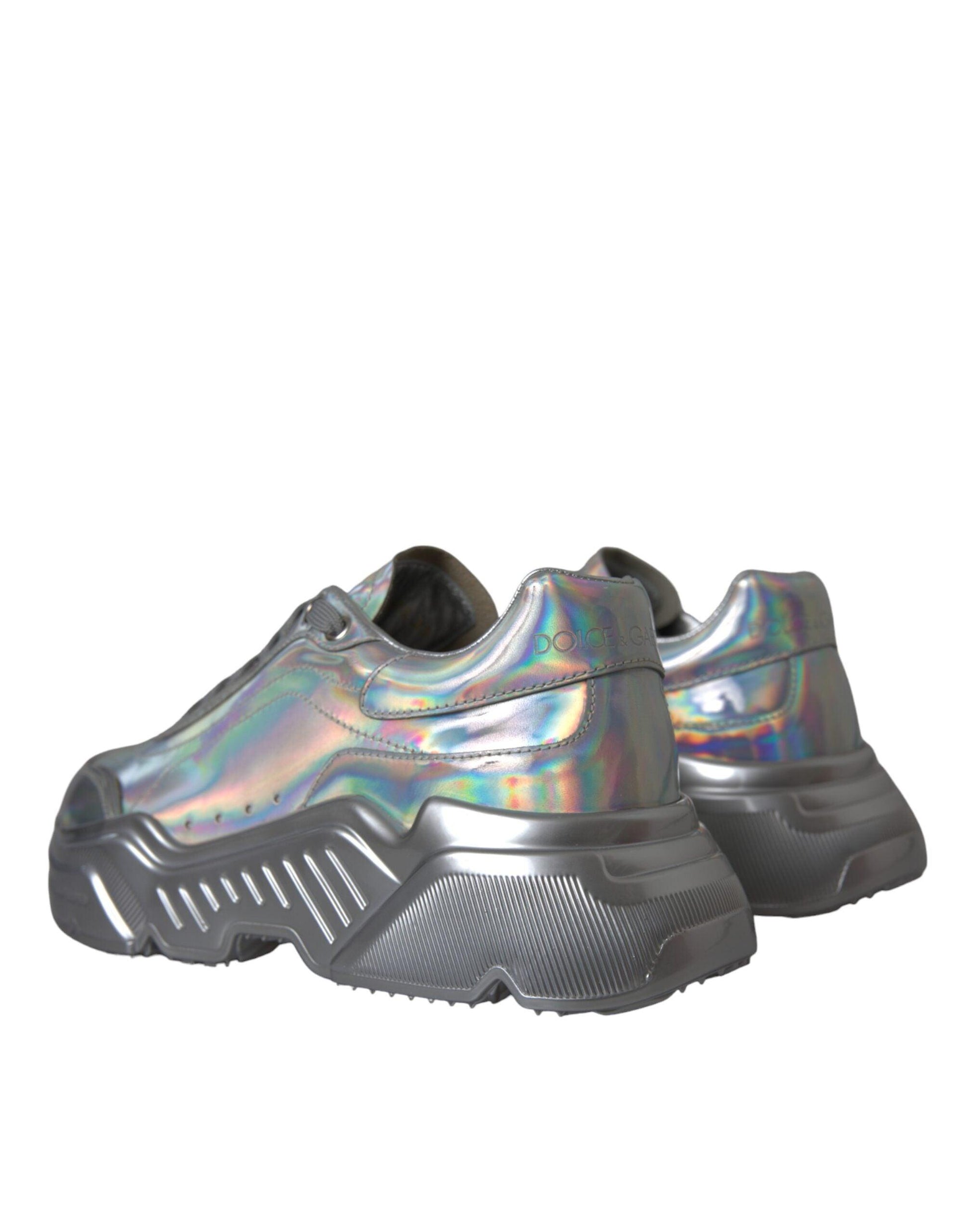 Dolce & Gabbana Silver Iridescent DAYMASTER Leather Sneakers Shoes - Arichezz.store