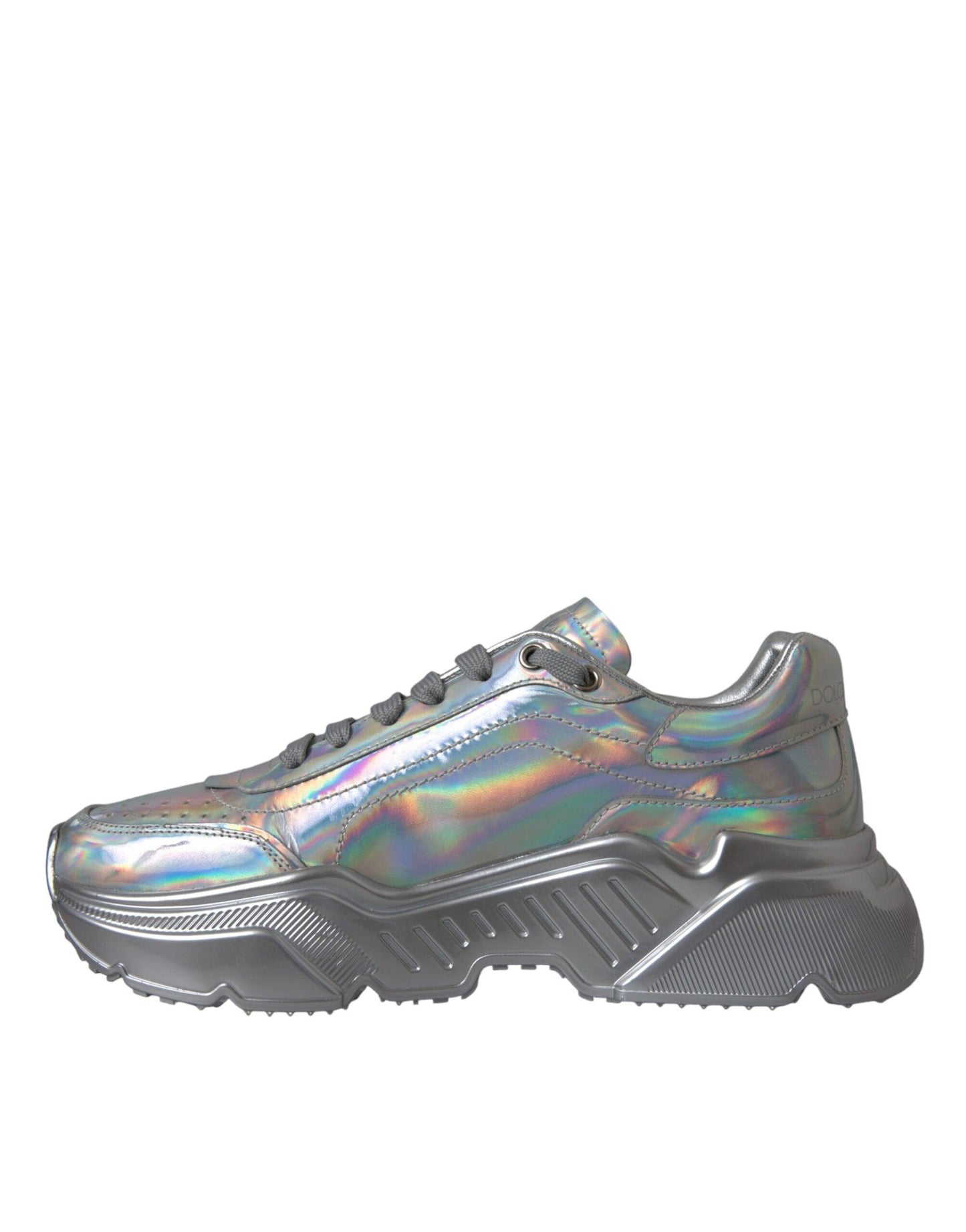 Dolce & Gabbana Silver Iridescent DAYMASTER Leather Sneakers Shoes - Arichezz.store