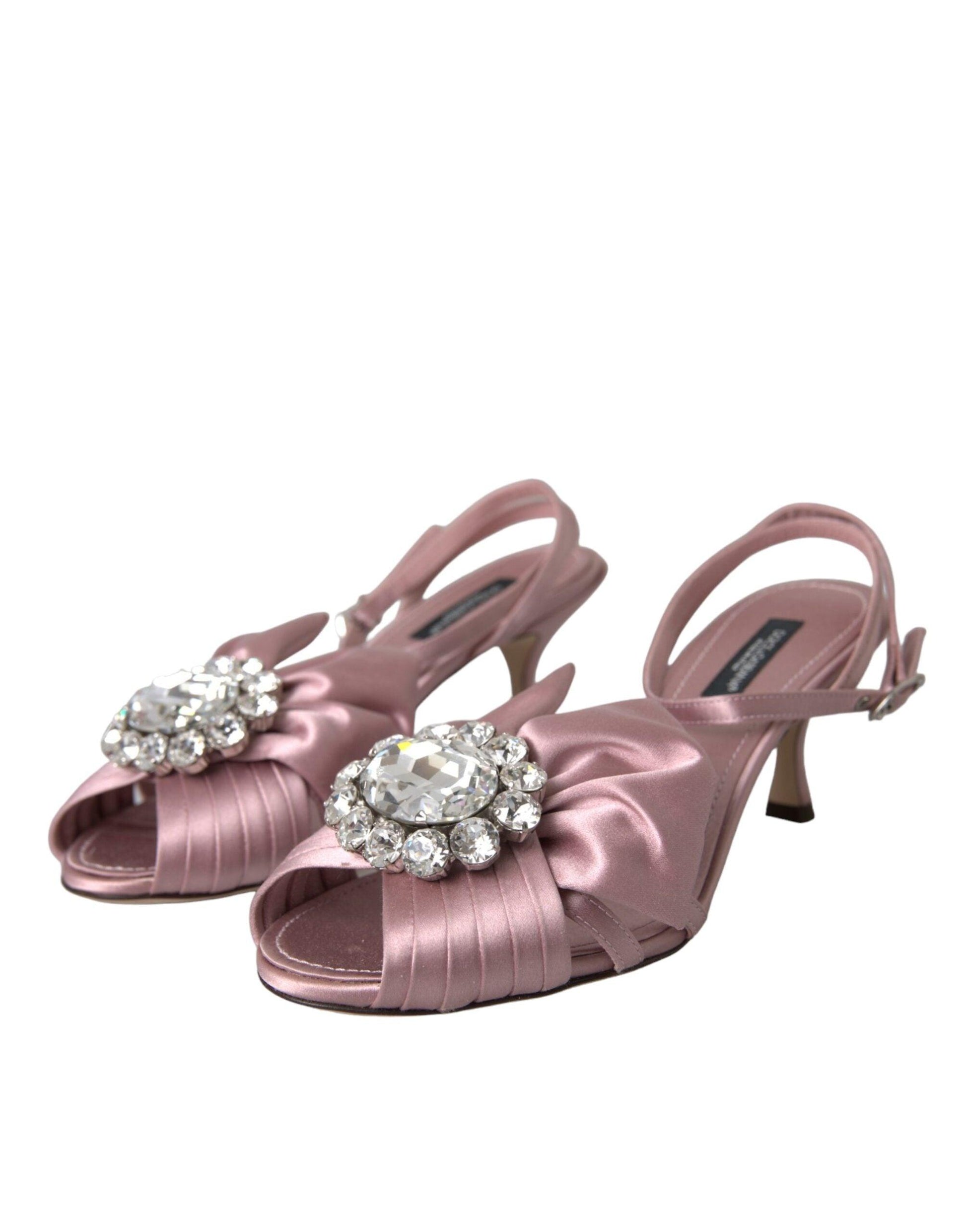 Dolce & Gabbana Pink Keira Crystal Heels Sandals Shoes - Arichezz.store