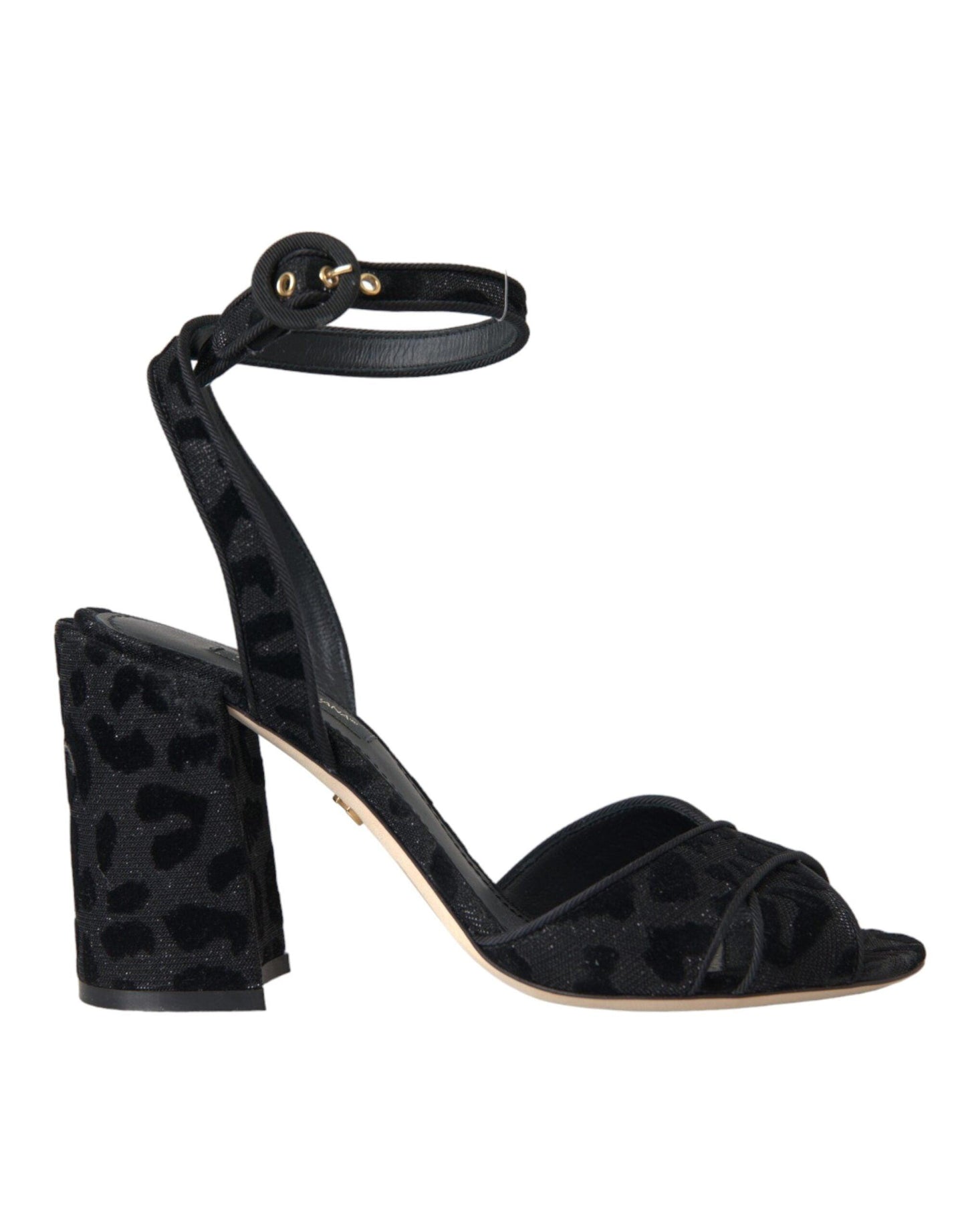 Dolce & Gabbana Black Leopard Suede Heels Sandals Shoes - Arichezz.store