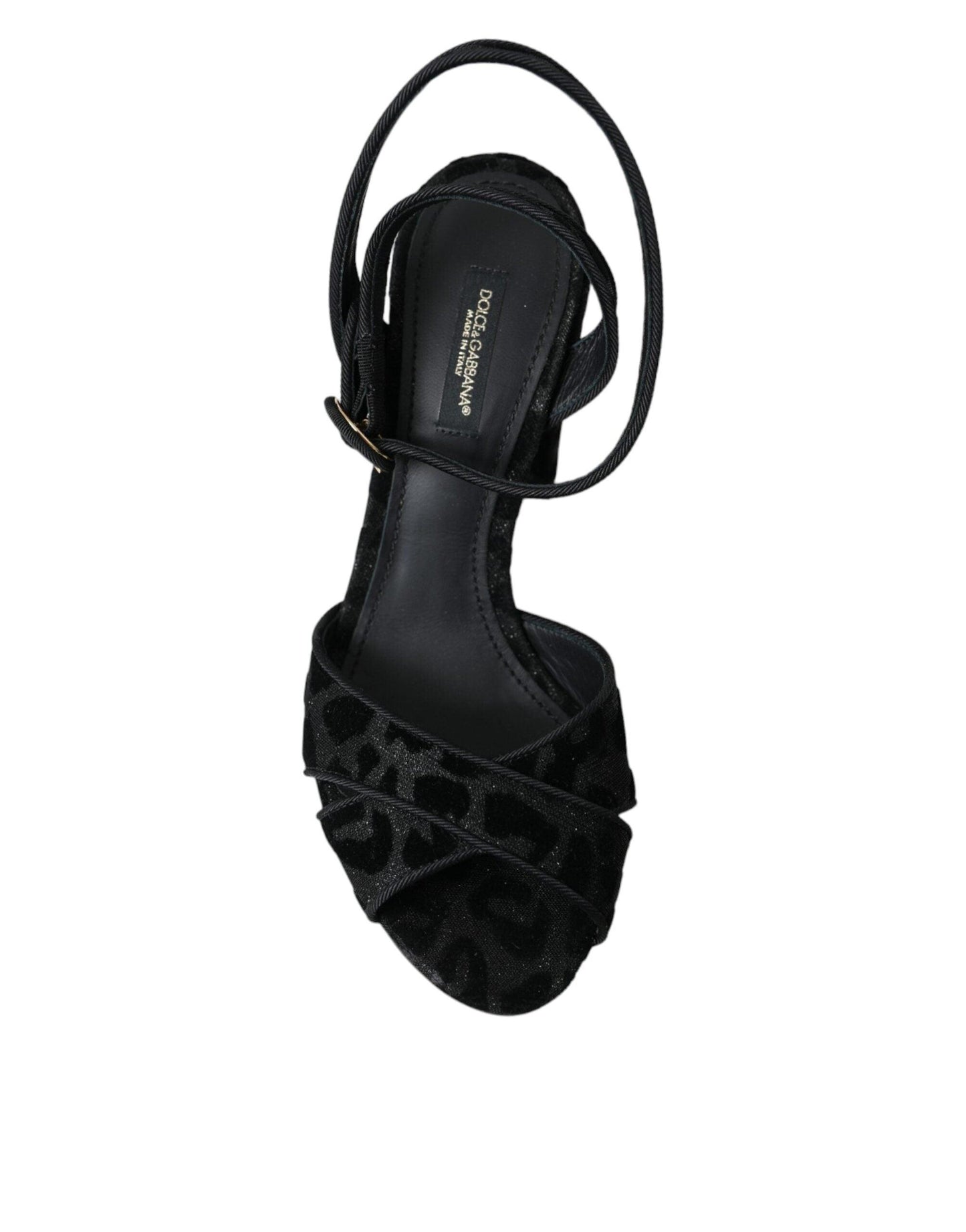 Dolce & Gabbana Black Leopard Suede Heels Sandals Shoes - Arichezz.store