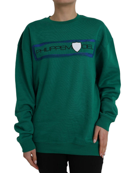 Philippe Model Green Cotton Logo Print Long Sleeves Pullover Sweater - Arichezz.store