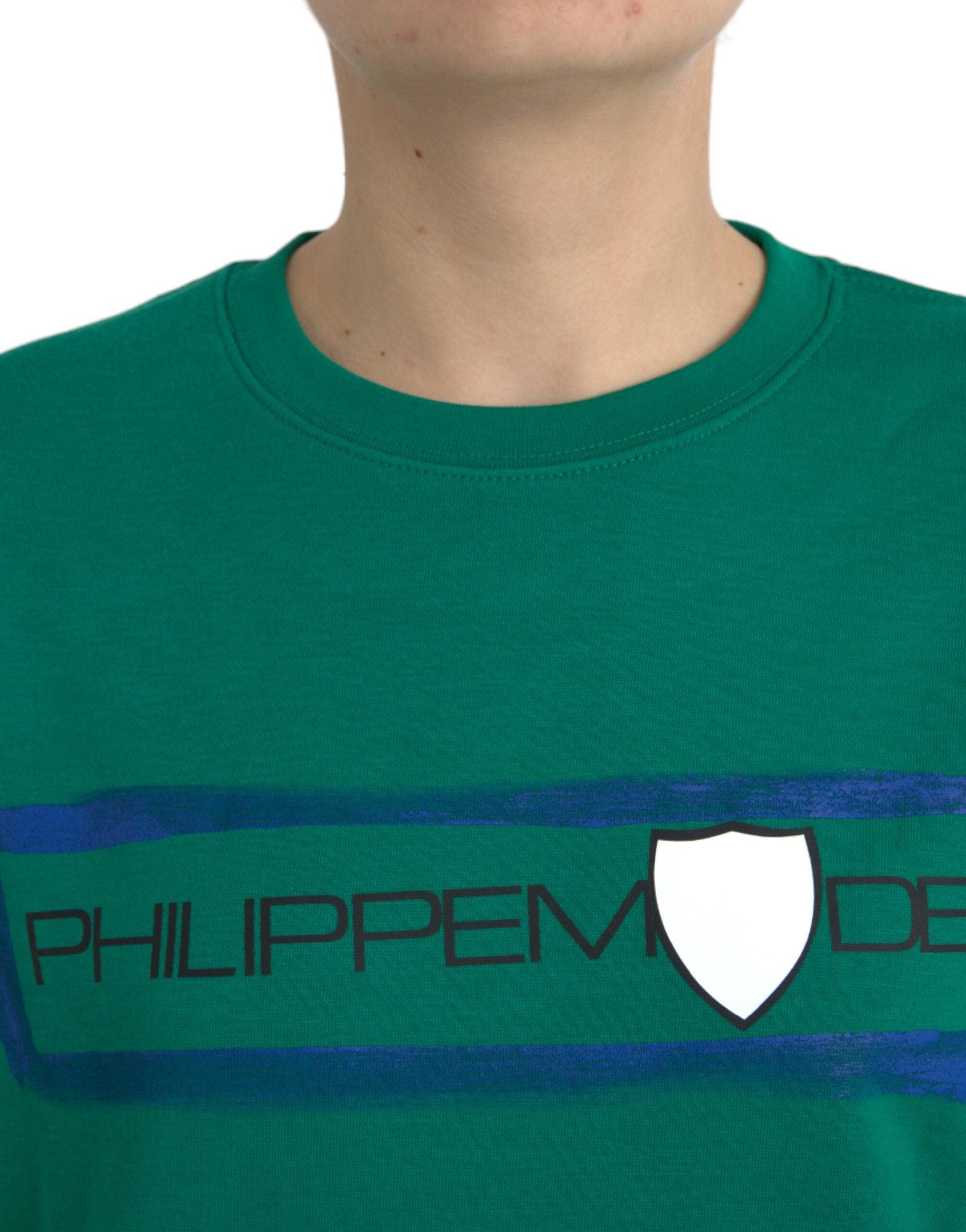 Philippe Model Green Cotton Logo Print Long Sleeves Pullover Sweater - Arichezz.store