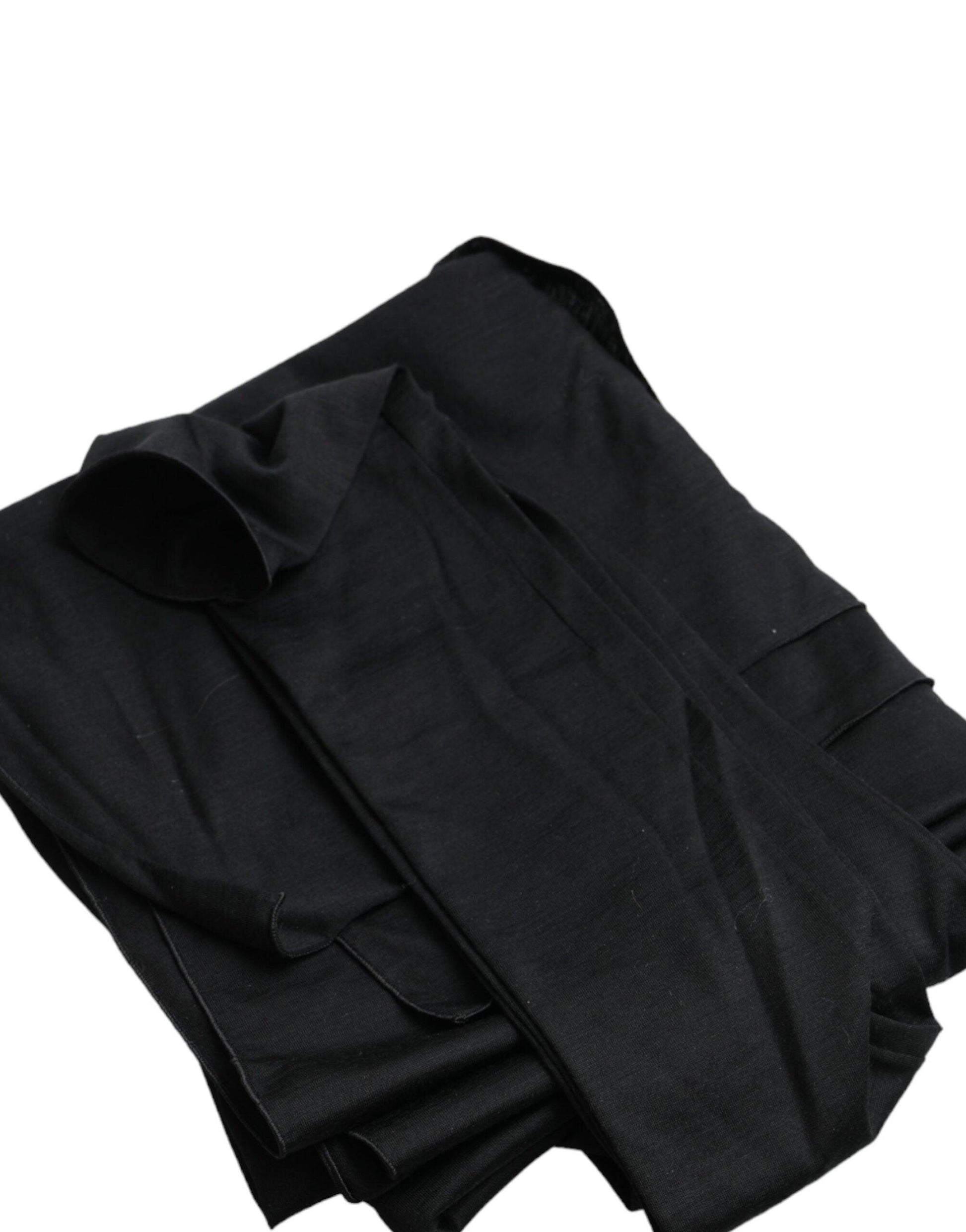 Dolce & Gabbana Black Wool Cutout Asymmetric Long Sleeve Top - Arichezz.store