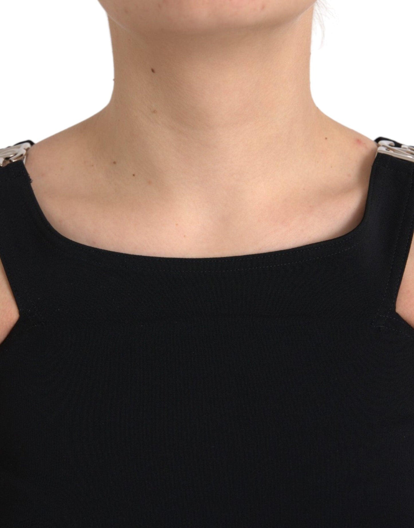 Dolce & Gabbana Black Sleeveless Round Neck Cropped Tank Top - Arichezz.store