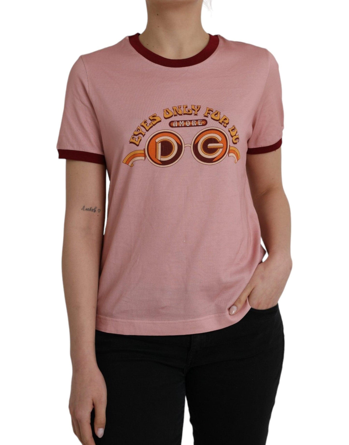 Dolce & Gabbana Pink Cotton Short Sleeves Crew Neck T-shirt - Arichezz.store