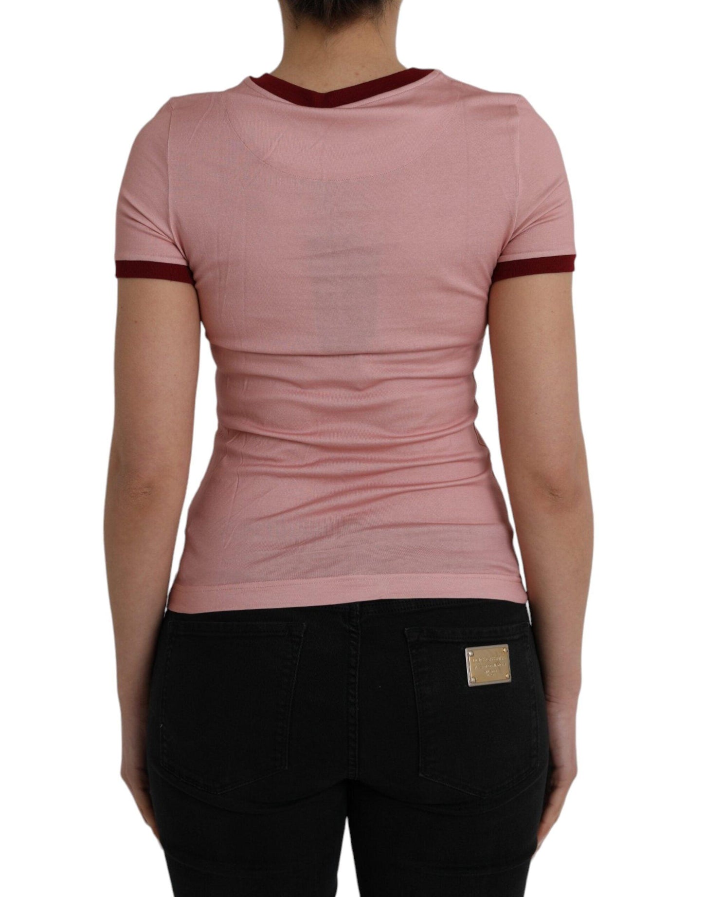 Dolce & Gabbana Pink Cotton Short Sleeves Crew Neck T-shirt - Arichezz.store